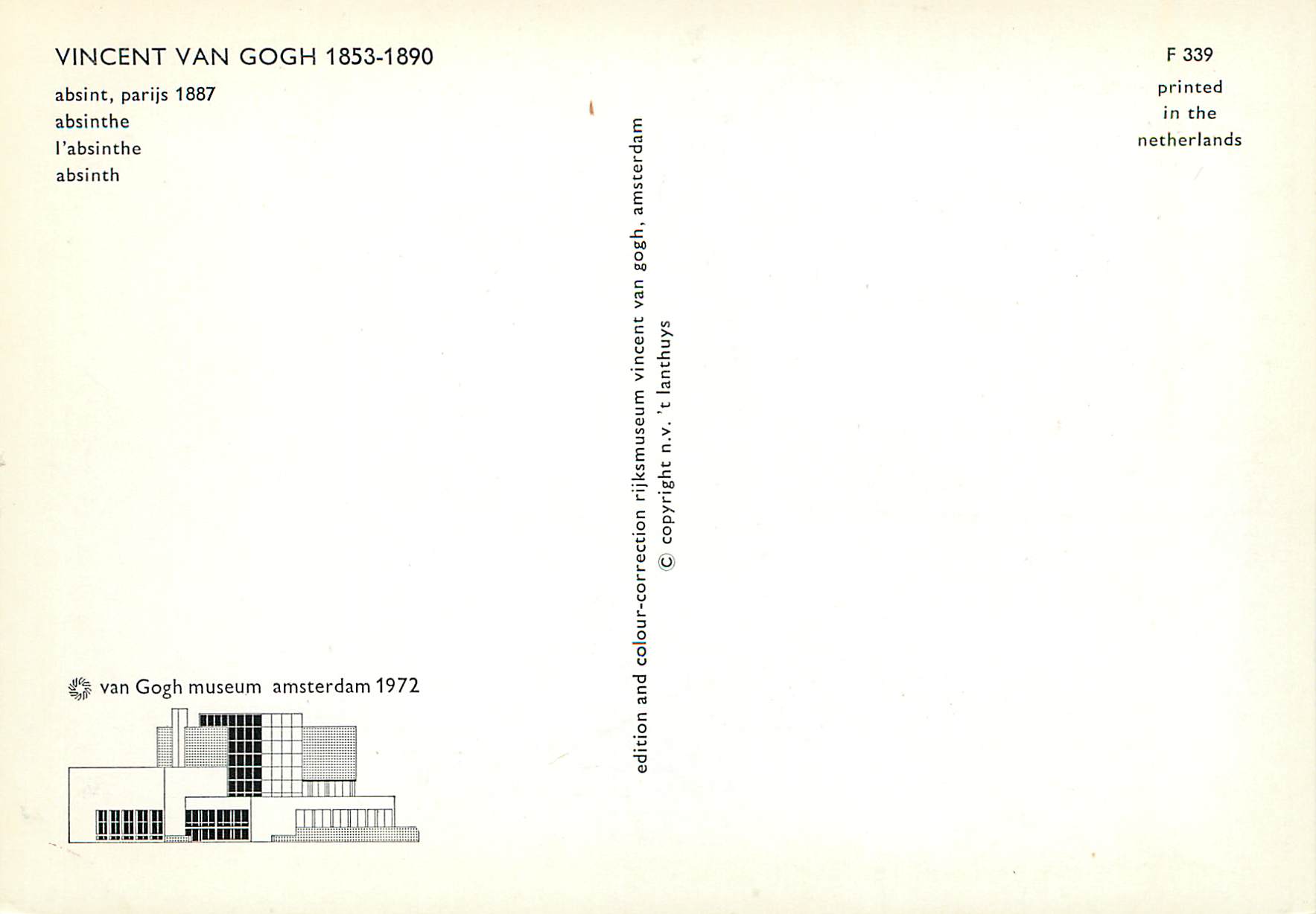 CPA Vincent Van Gogh l absinthe — Verso