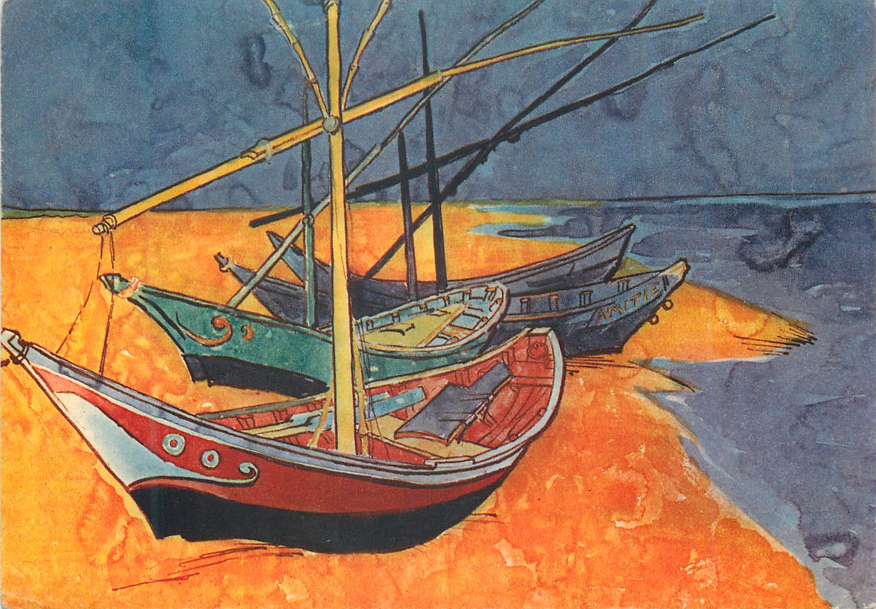 CPA Vincent Van Gogh Barques aux Saintes Maries