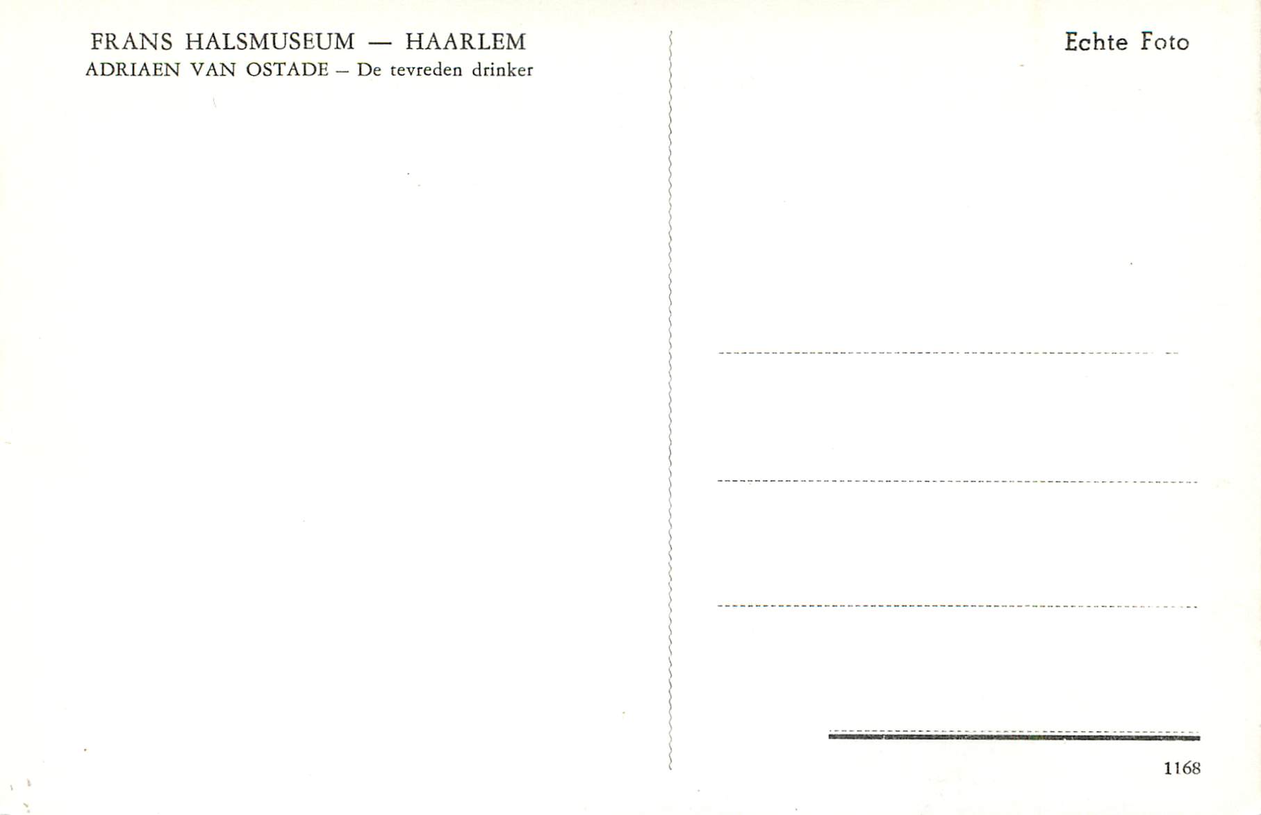 CPA Frans Halsmuseum Haarlem Adriaen Van Ostade De tevreden drinker — Rückseite