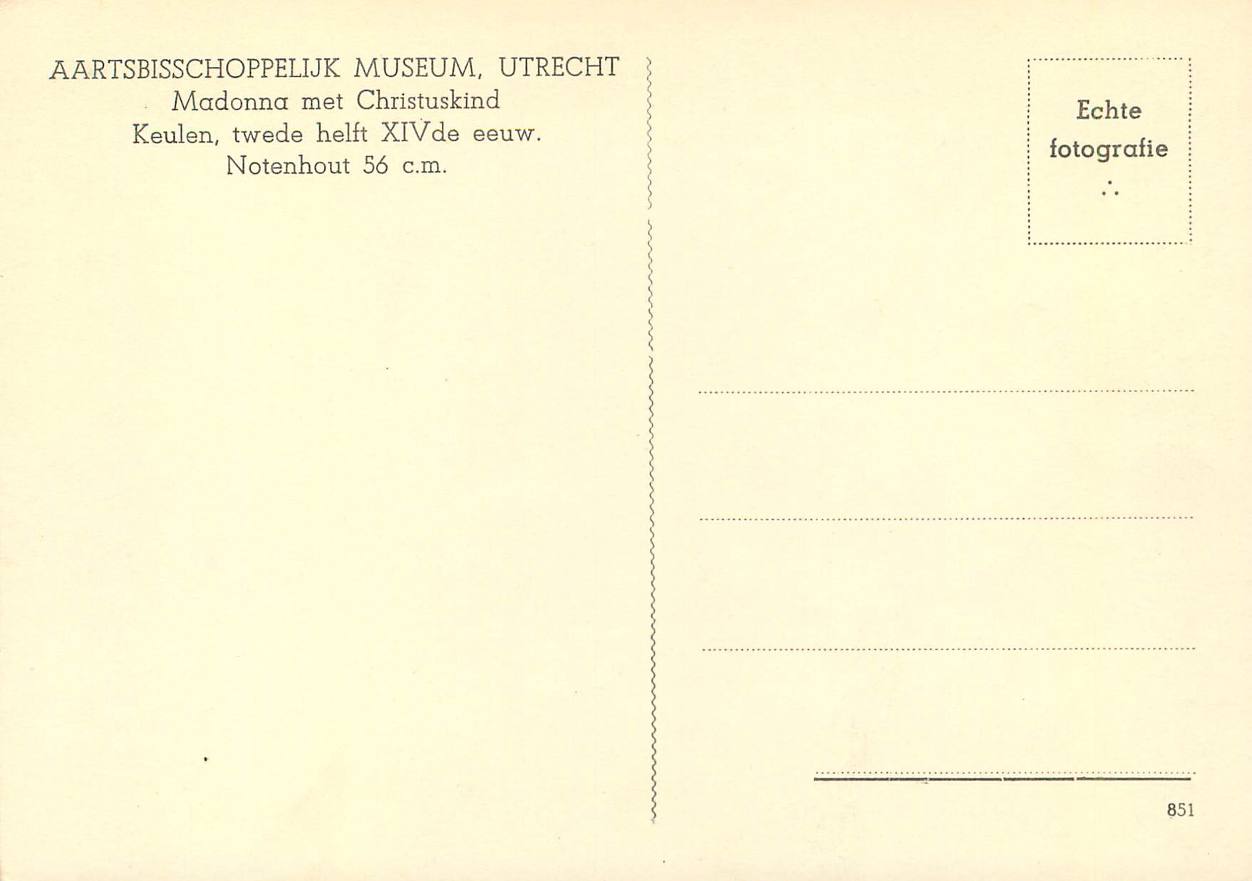 CPM Aartsbisschoppelijk Museum Utrecht Madonna met Christuskind Keulen twede helft xiv de eeuw Notenhout — Verso