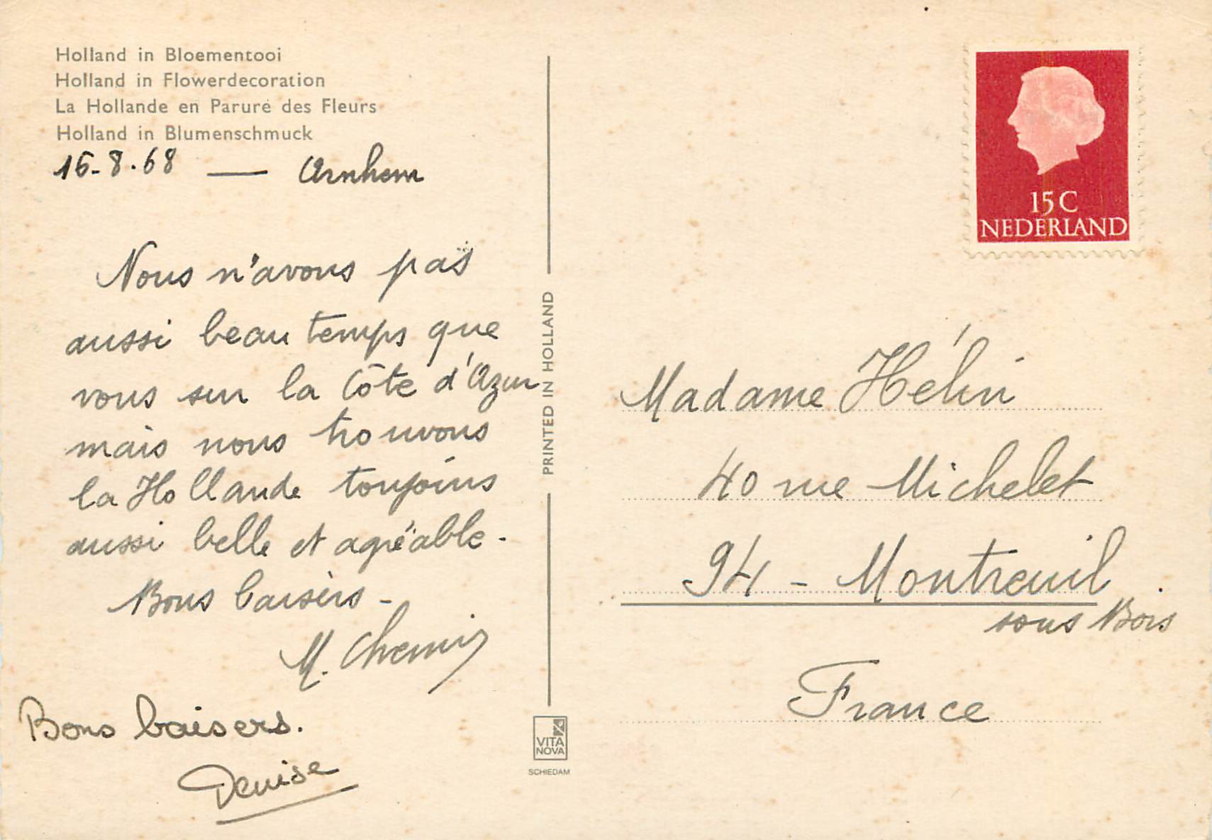 CPM Holland in Flower decoration — Rückseite