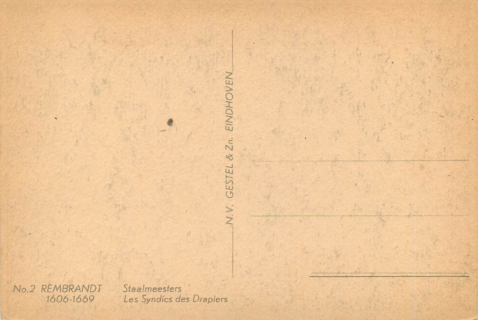 CPM Rembrandt Staalmeesters Les Syndics des Drapiers — Verso