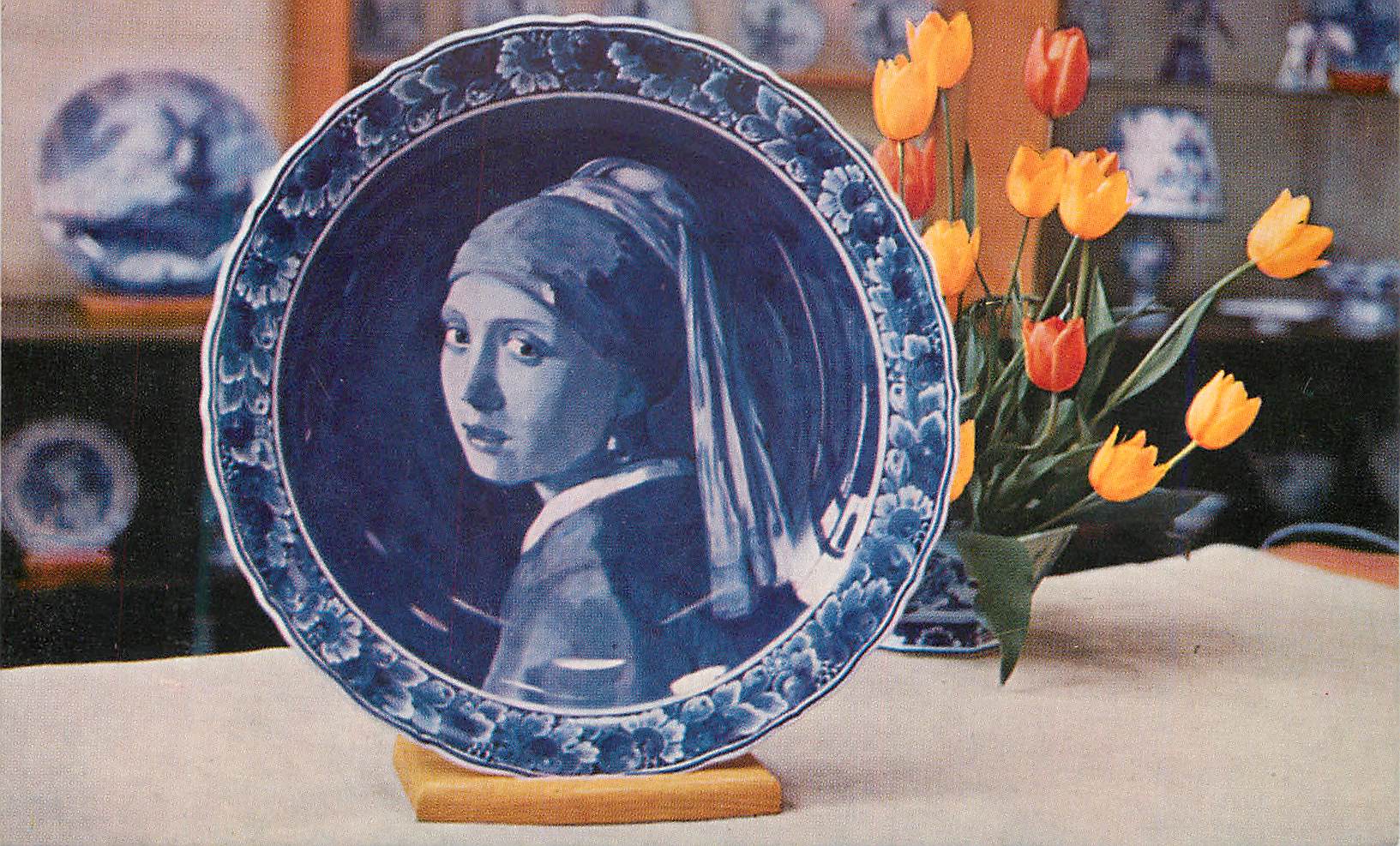 CPM Royal Delftware Plate representing the famous Vermeer Girl