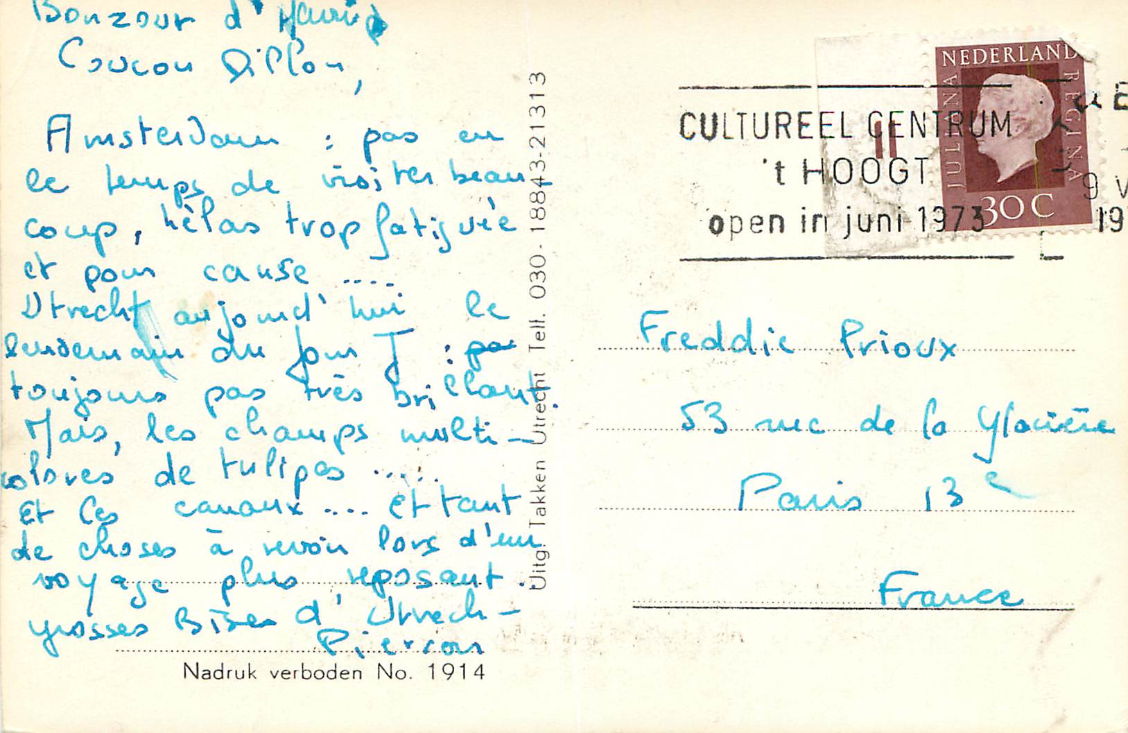 Hollandse Molen — moulin à vent hollandais — Nadruk verboden No. 1914 — Reverso