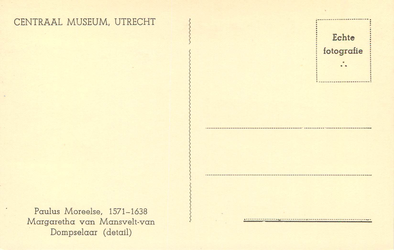 CPM Centraal Museum Utrecht Paulus Moreelse Margaretha van Mansvelt van Dompselaar — Rückseite