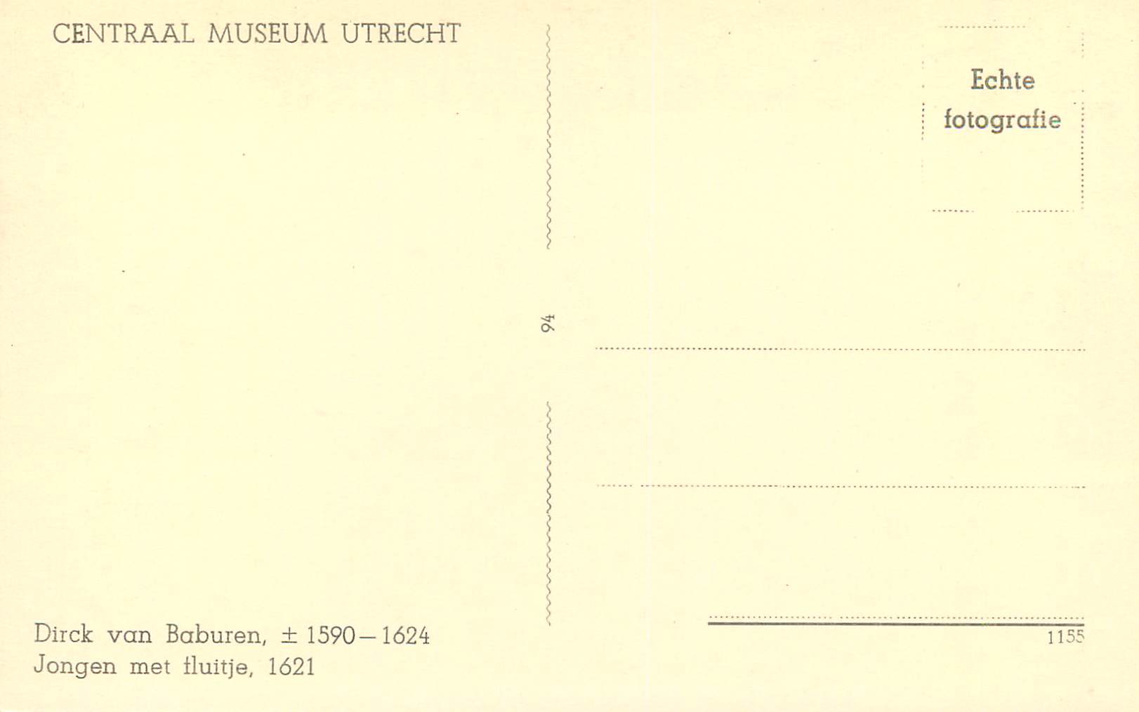 CPM Centraal Museum Utrecht Dirck van Baburen Jongen met fluitje — Rückseite