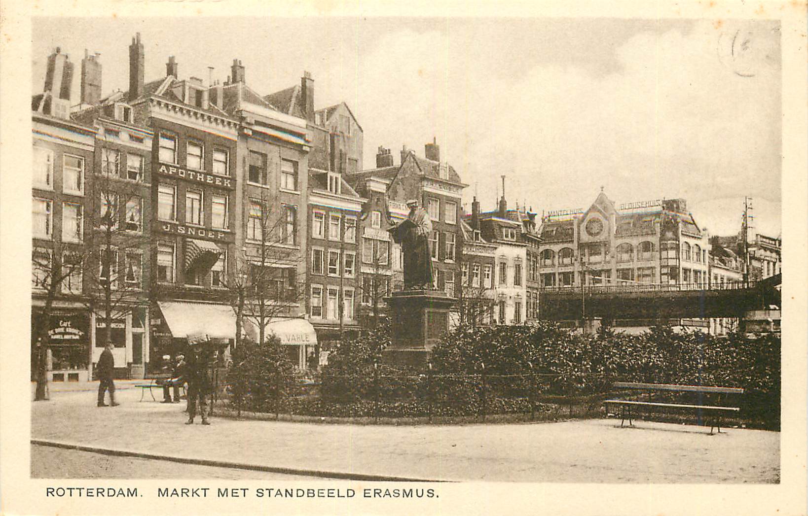 CPA Rotterdam Markt Met Standbeeld Erasmus