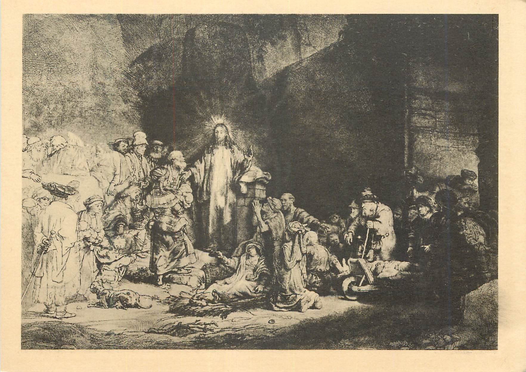CPM Christus de zieken genezende of de Hondard Guldens Prent Rembrandt