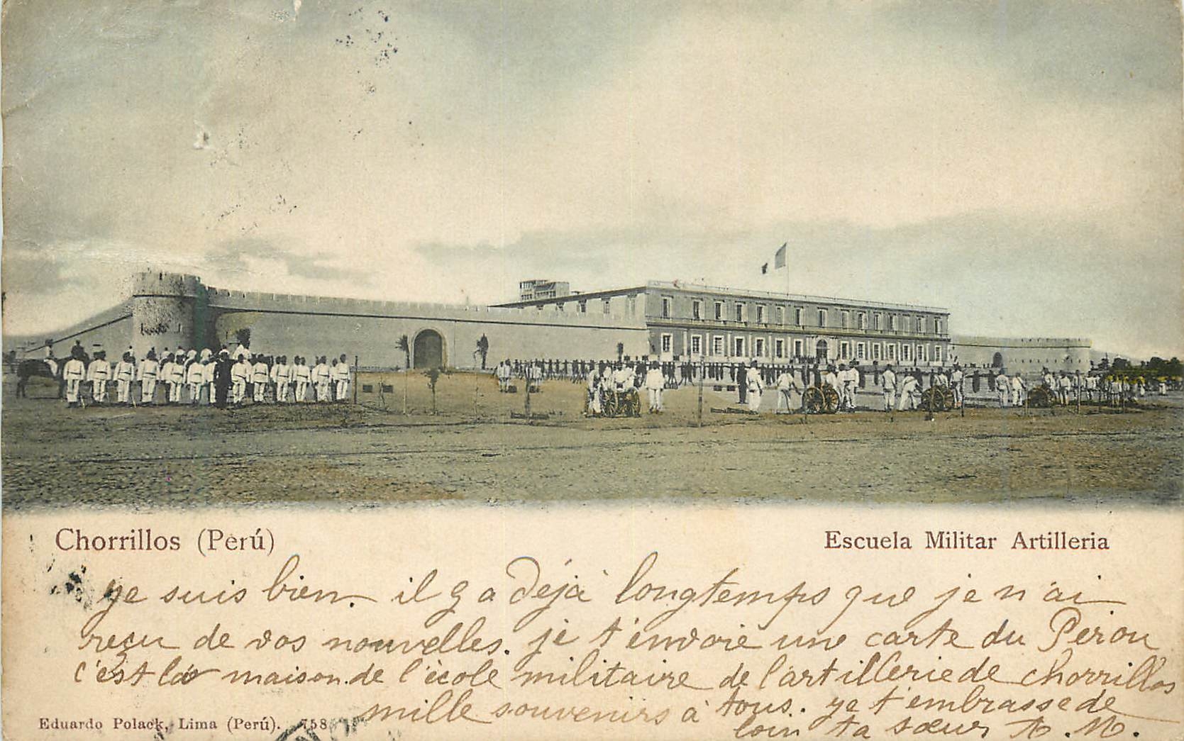 CPA Chorrillos Peru Escuela Militar Artilleria Militaria