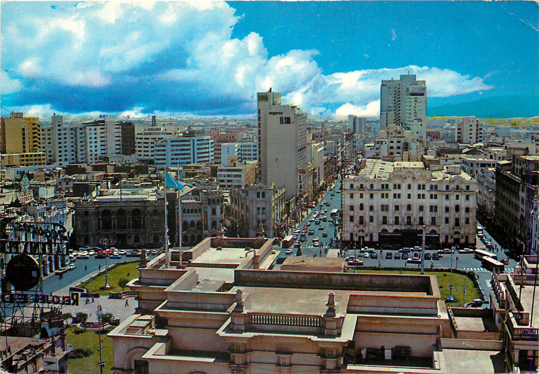 CPM Lima Panoramic view and Bolivar and Crillon Hotels