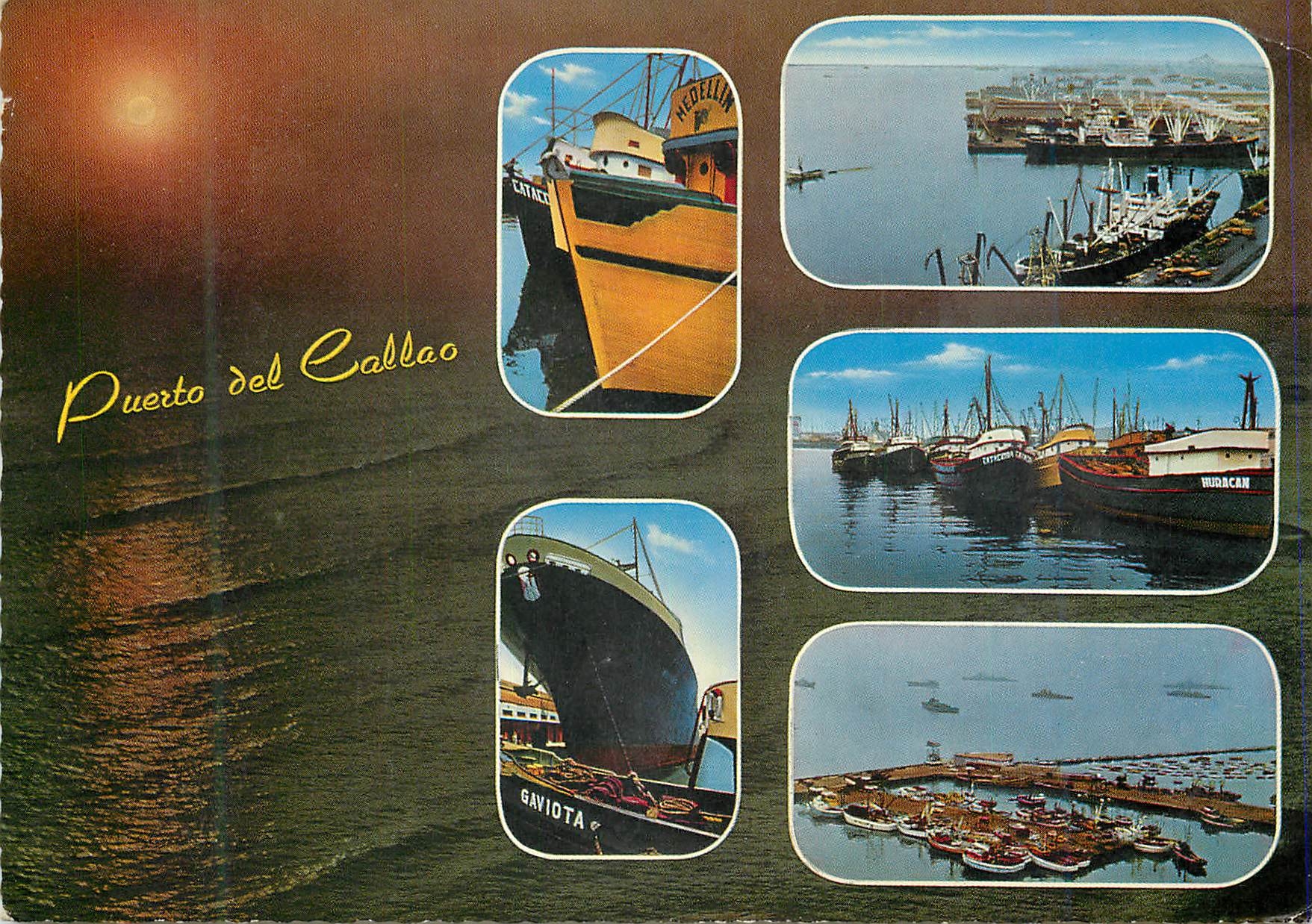 Hafen von Callao — Ansicht des Hafens mit mehreren Schiffen — Editions de Arte Rep, Lima
