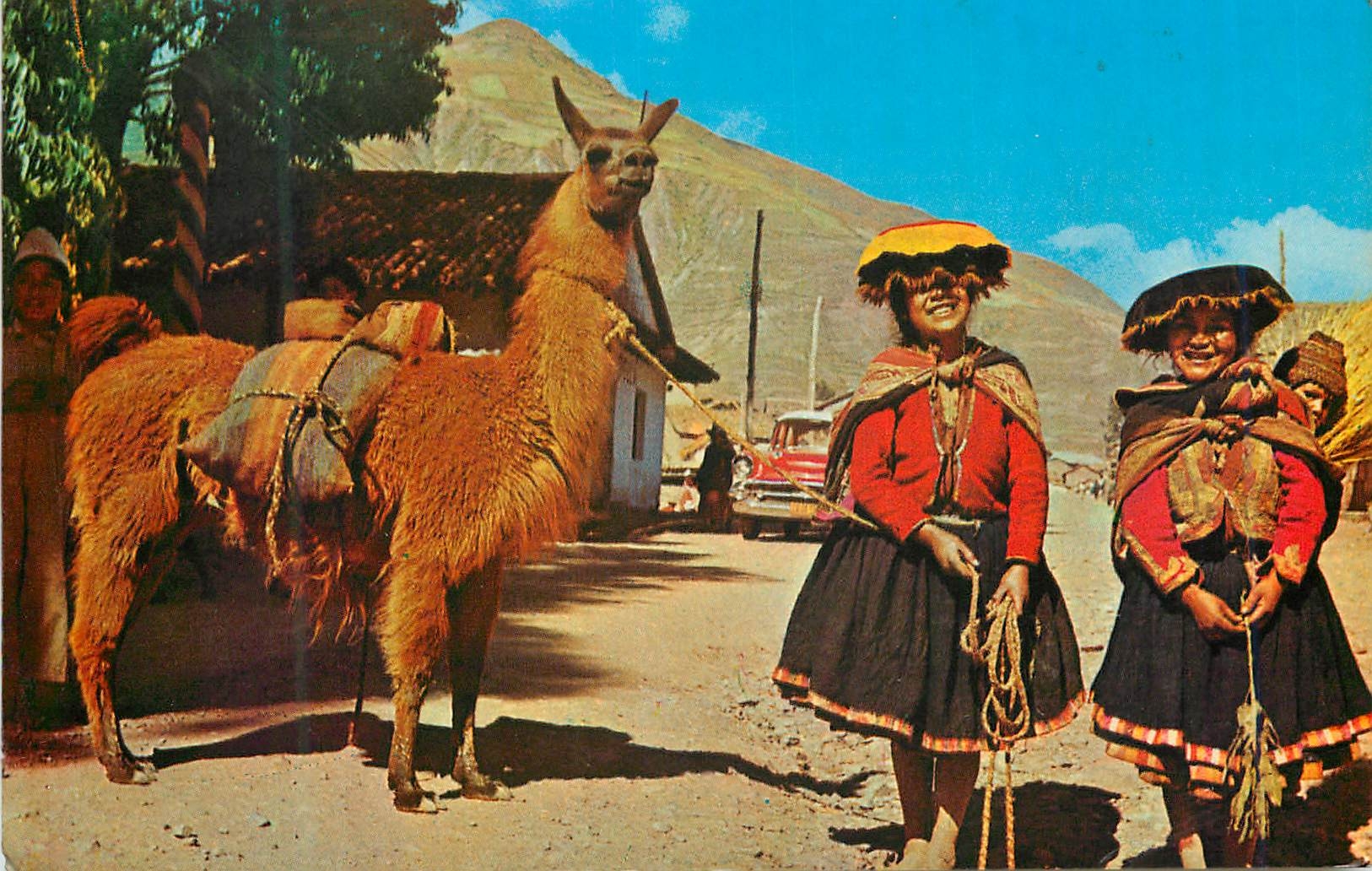 CPM Pisac Peru Native girls on the way to the market