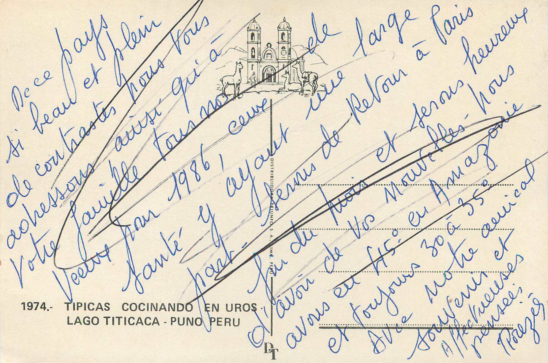 CPM Tipicas Cocinado en Euros Lago Titicaca Puno Peru — Rückseite