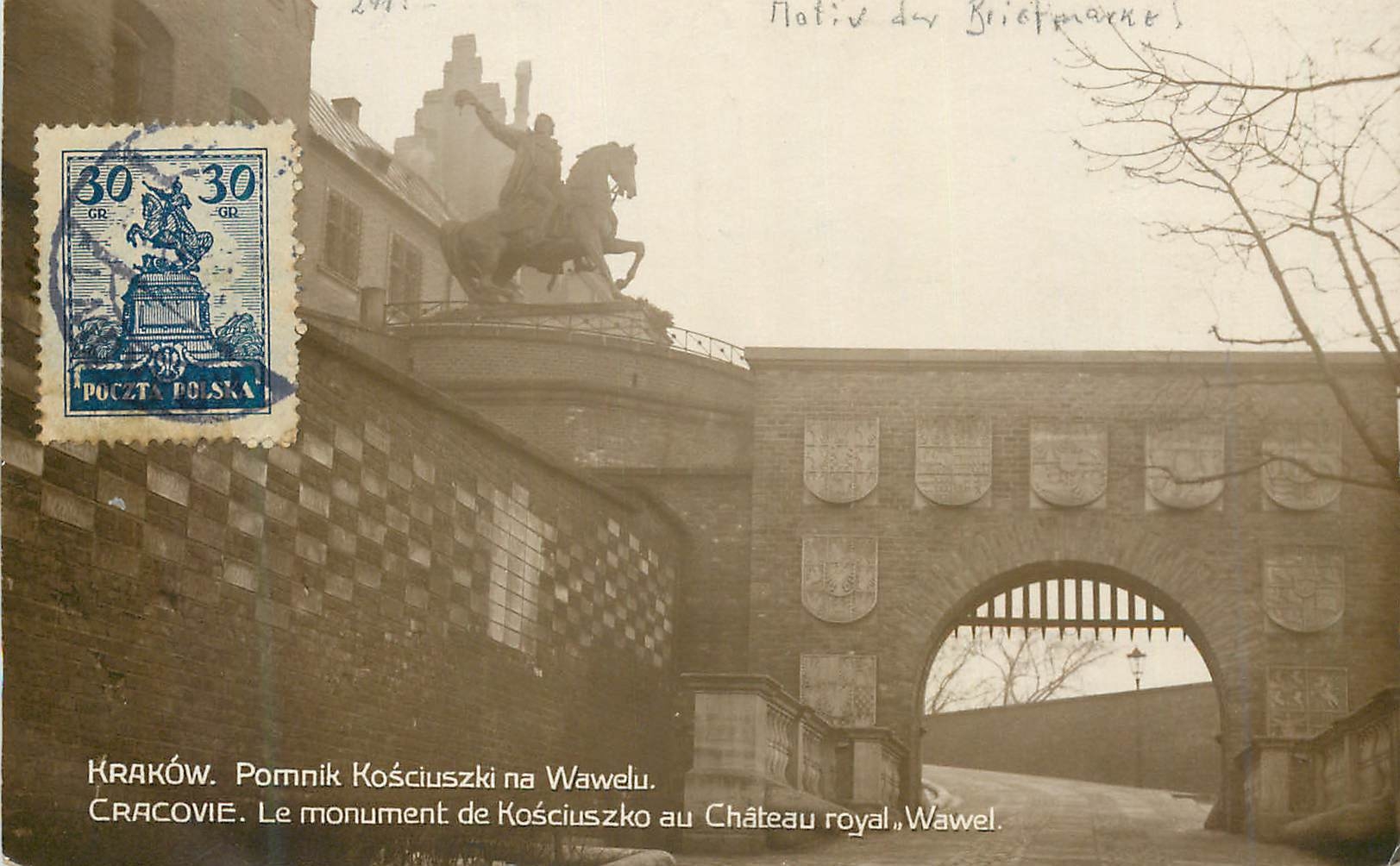 Kraków. Monument de Kościuszko au Château royal, Wawel — éditeur SZTUKA KRAKOW