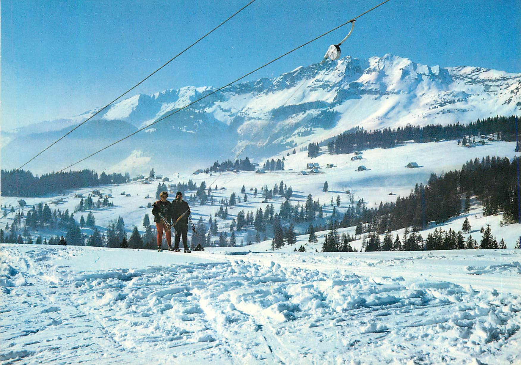 CPM Blick zum Mattstock Kurot Amden Sg Skilift Leiskamm vom Gschwendbach auf die Leihbodernalp