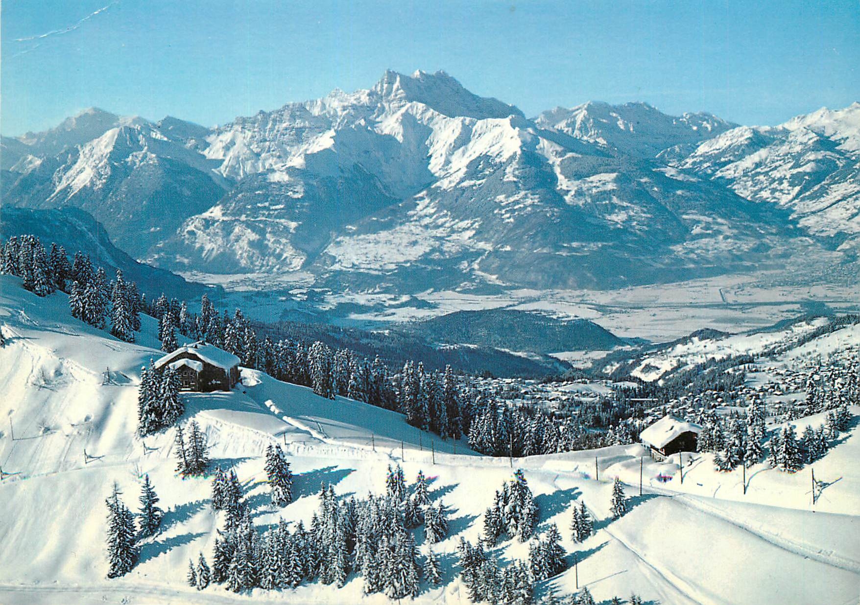 CPM Col de Bretaye s Villars Chesieres Alpes vaudoises Cabane militaire des Bouquetins Plaine du Rhone Dents du Midi et 