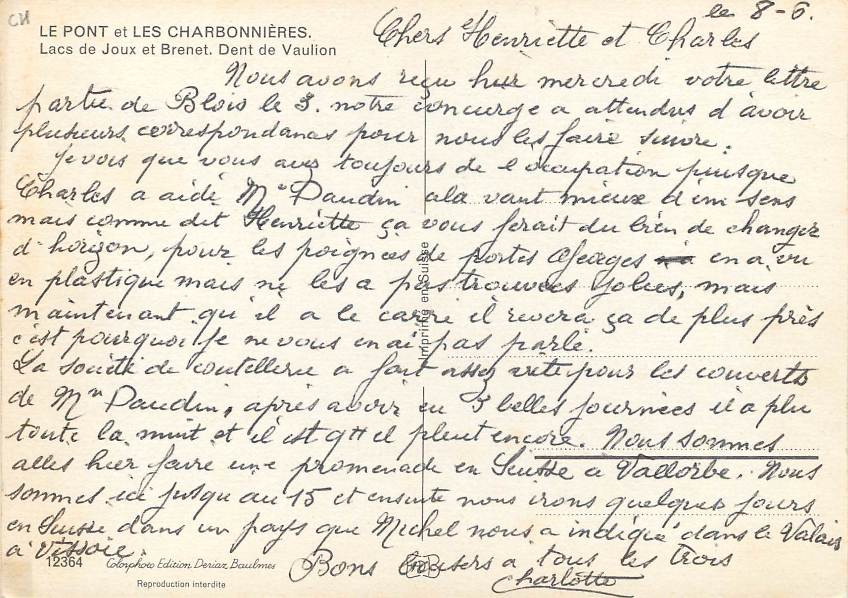 CPM Le Pont et Les Charbonnieres Lac de Joux et Brenet Dent de Vaulion — Rückseite