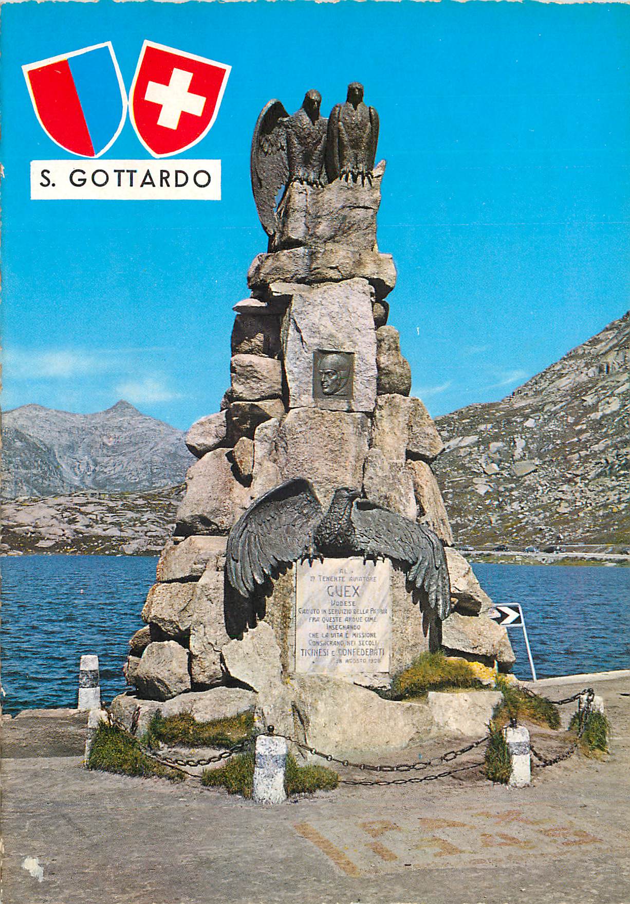 CPM Passo del S Gottardo Monumento a Guex Cantone Ticino Svizzera