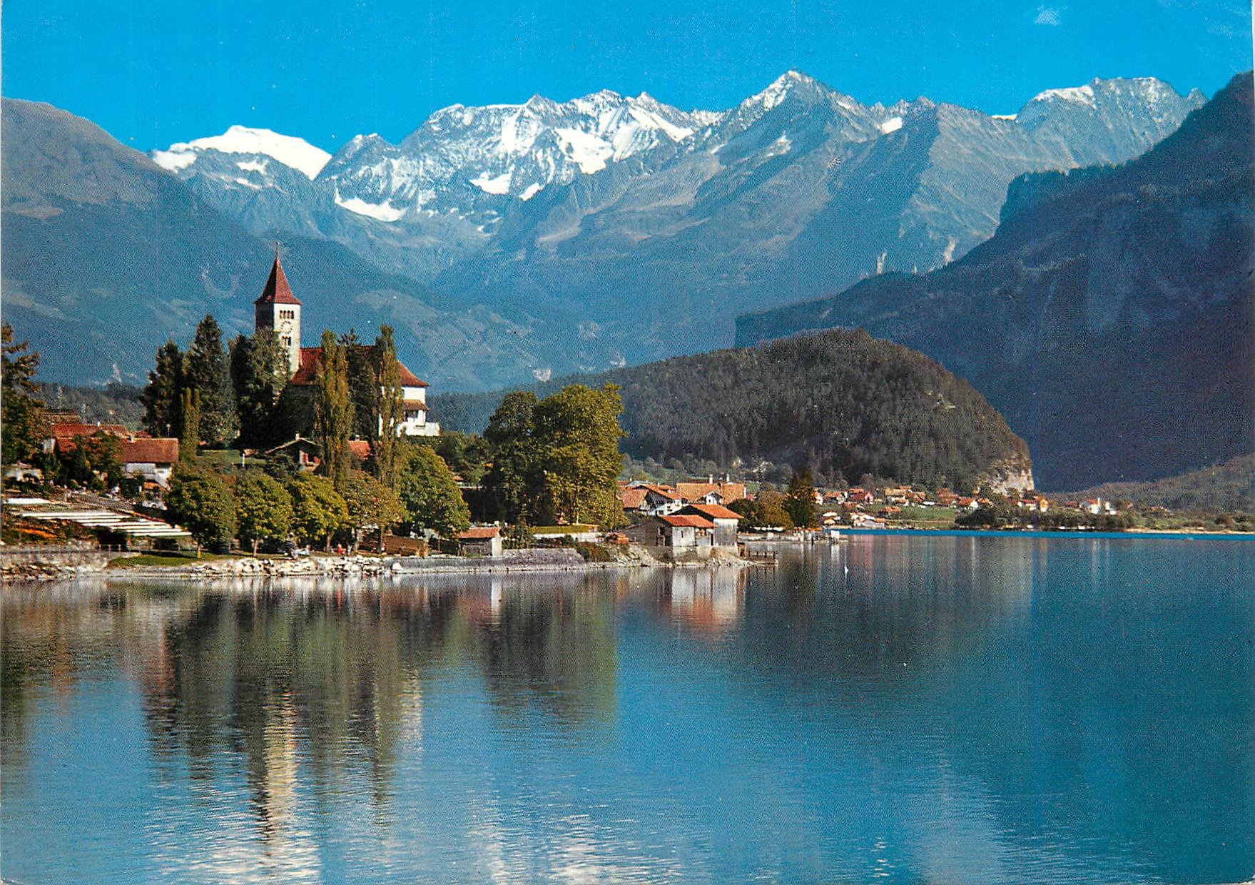 CPM Brienz mit Kirche Gwachtenhorn Tierberge und Benzlauistock