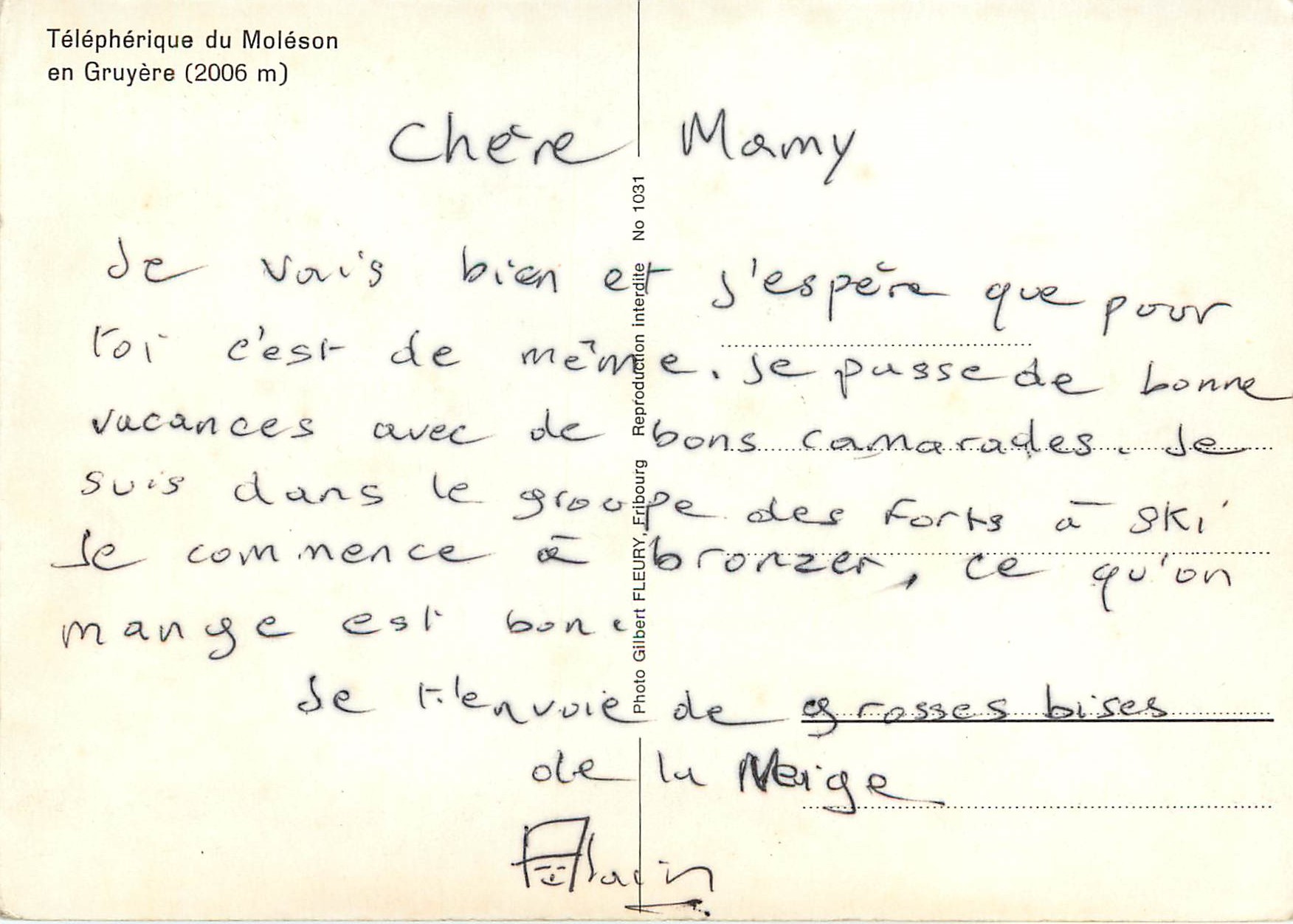 CPM Telepherique du Moleson en Gruyere — Verso