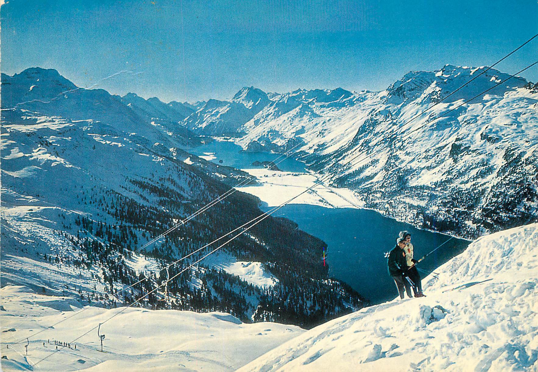 CPM Silvaplans Corvatsch Giand alva Skilift mit Oberengadiner