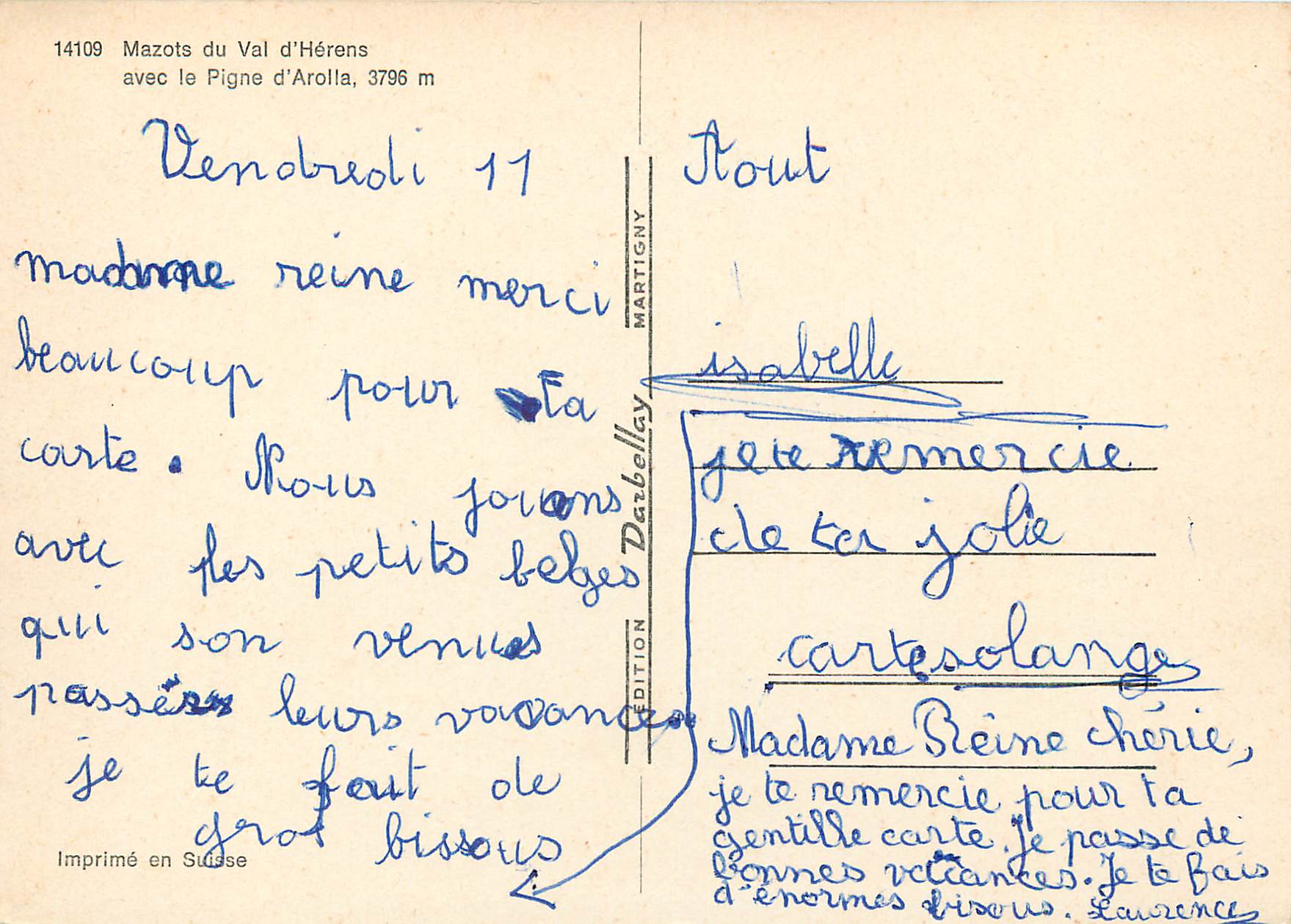 CPM Mazots du Val d Herens avec le Pigne d Arolla — Rückseite