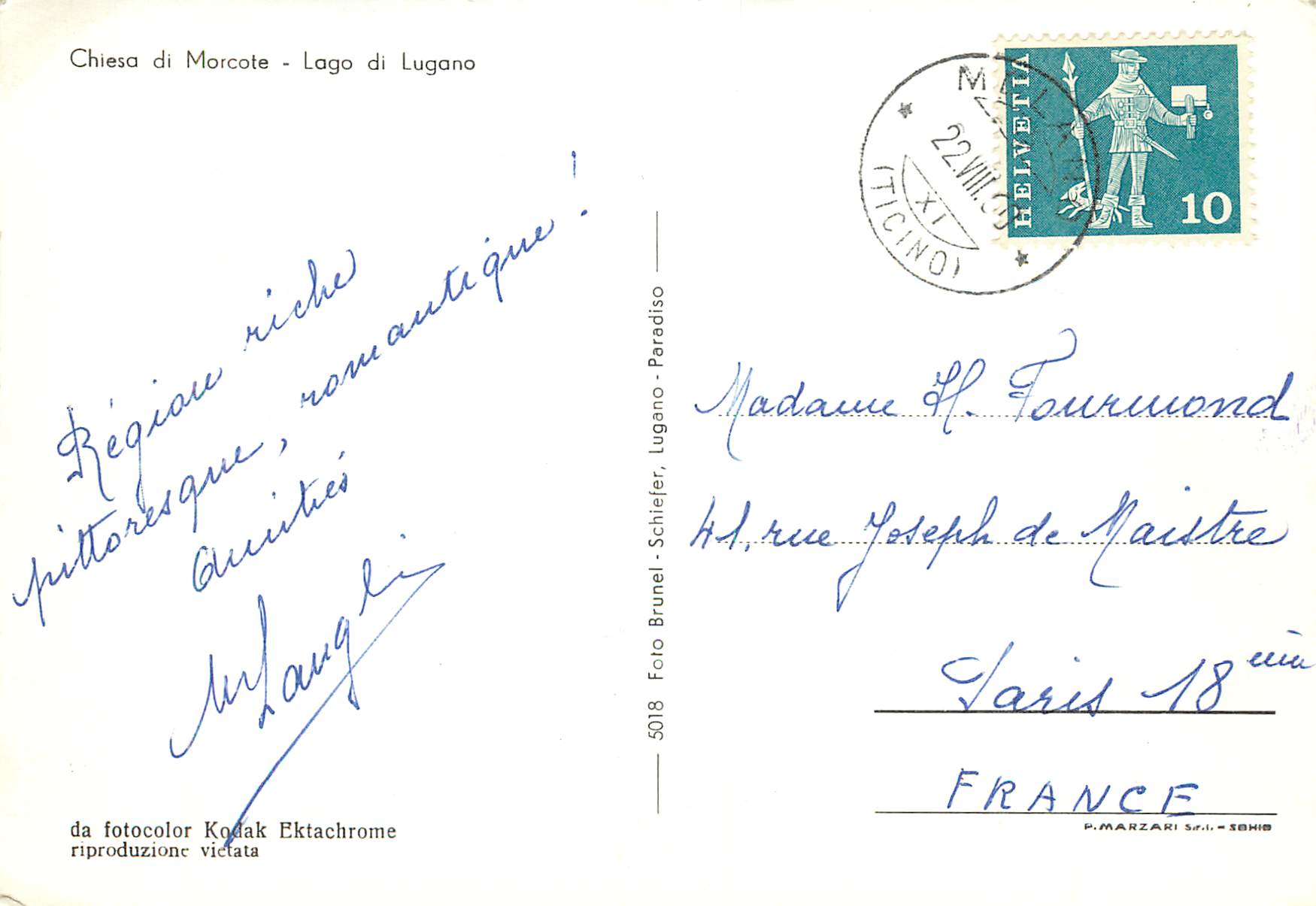 CPM Chiesa di Morcote Lago di Lugano — Verso
