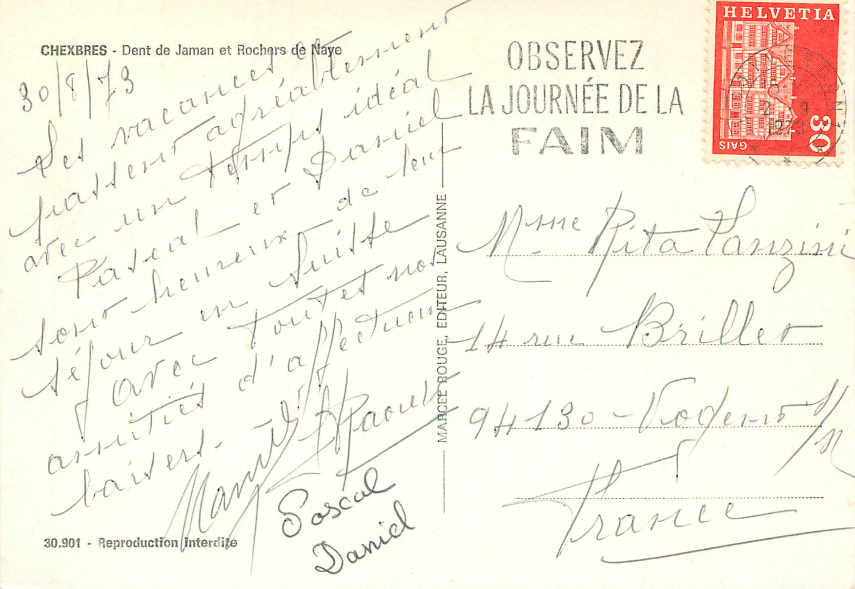 CPM Chexbres Dent de Jaman et Rochers de Naye — Rückseite