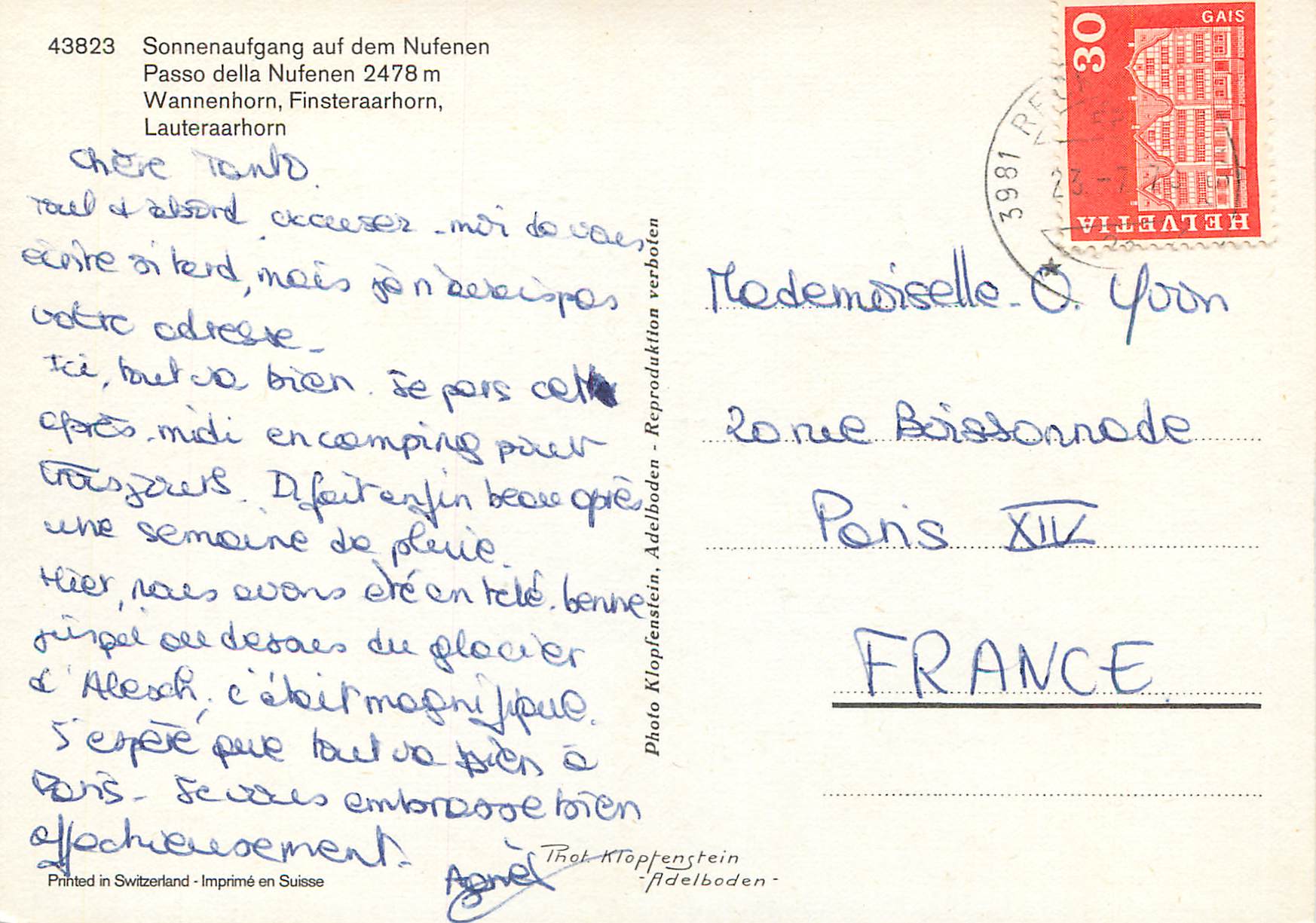 CPM Sonnenaufgang auf dem Nufenen Passo della Nufenen — Rückseite