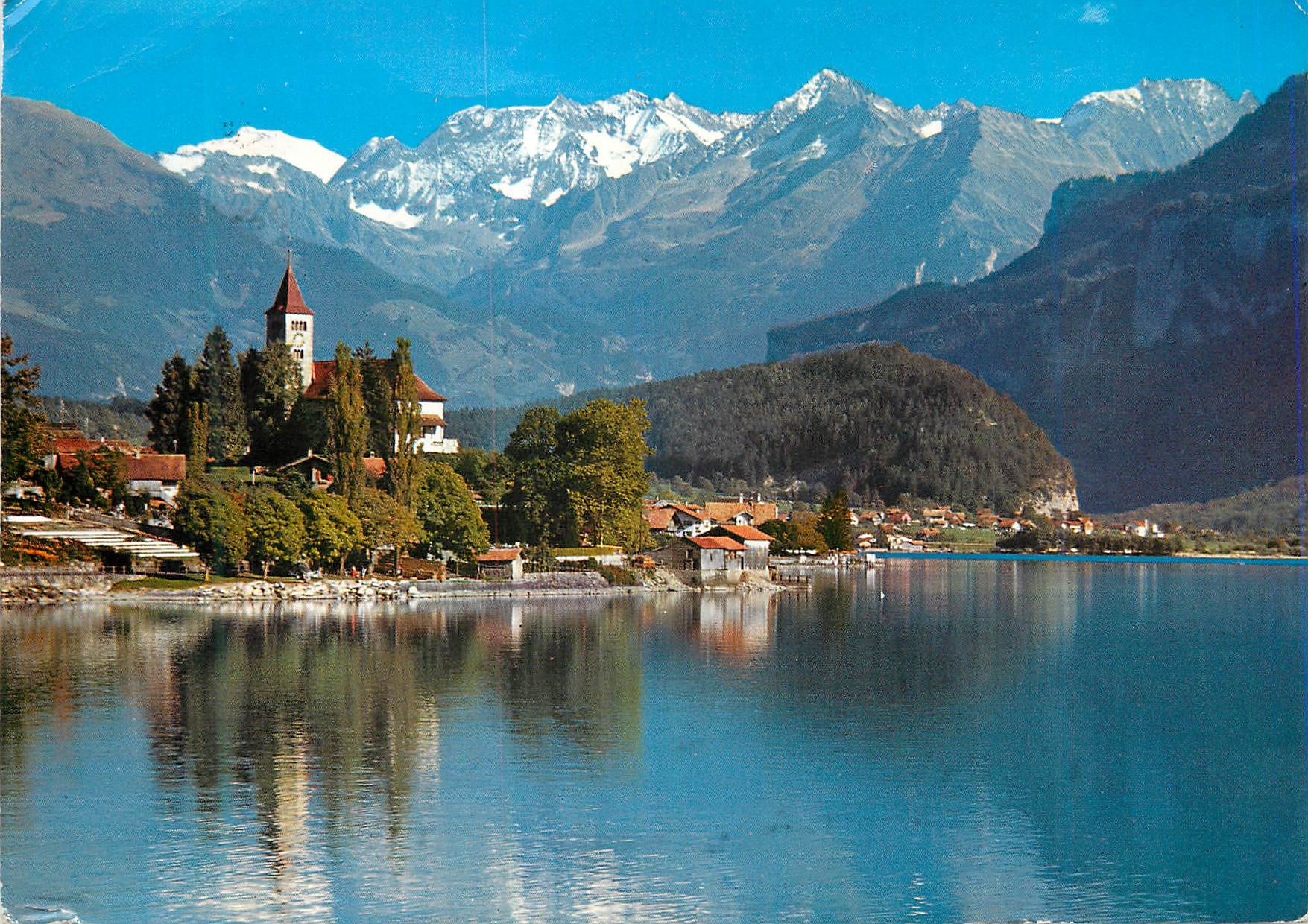 CPM Brienz mit Kirche Gwachtenhorn Tierberge und Benzlauistock