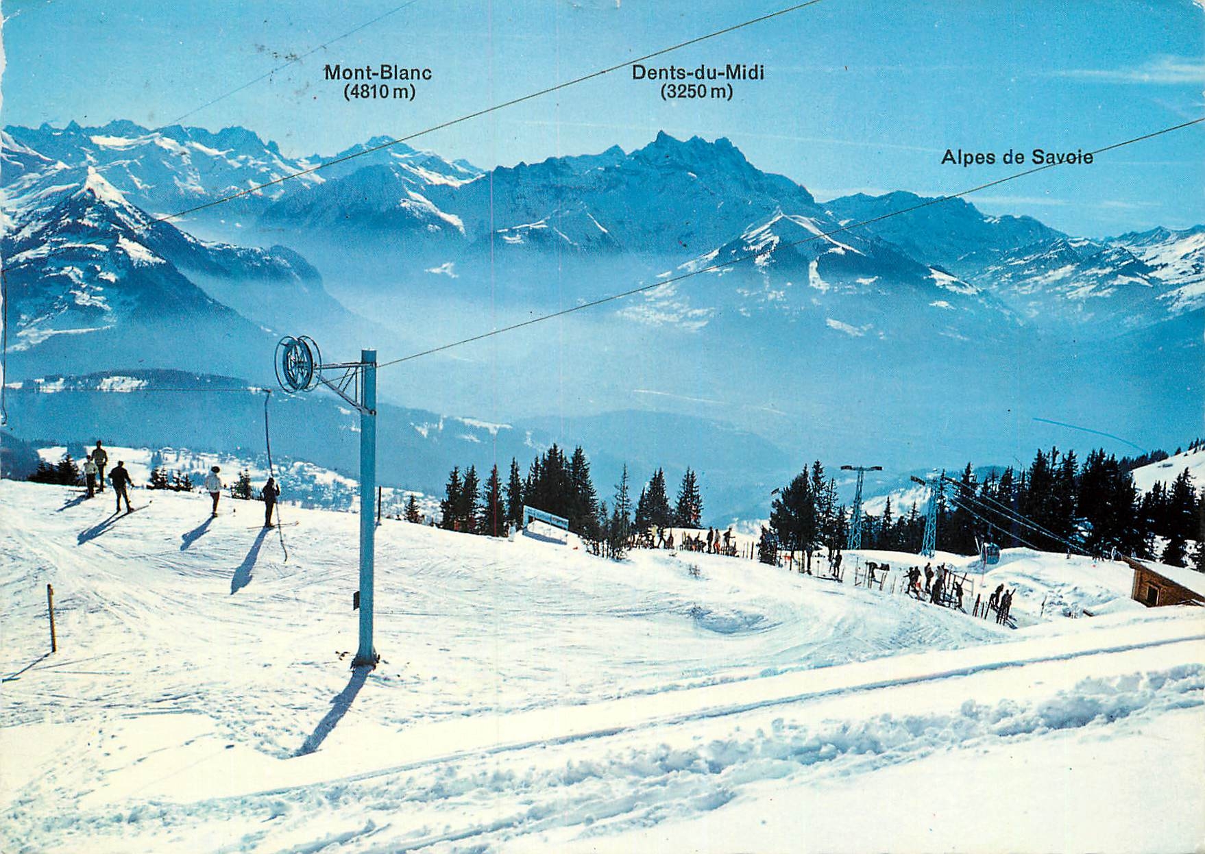 CPM Panorama depuis le Roc d Orsay sur villars Chesieres Alpes vaudoises Mont Blanc Dents du Midi Alpes de Savoie