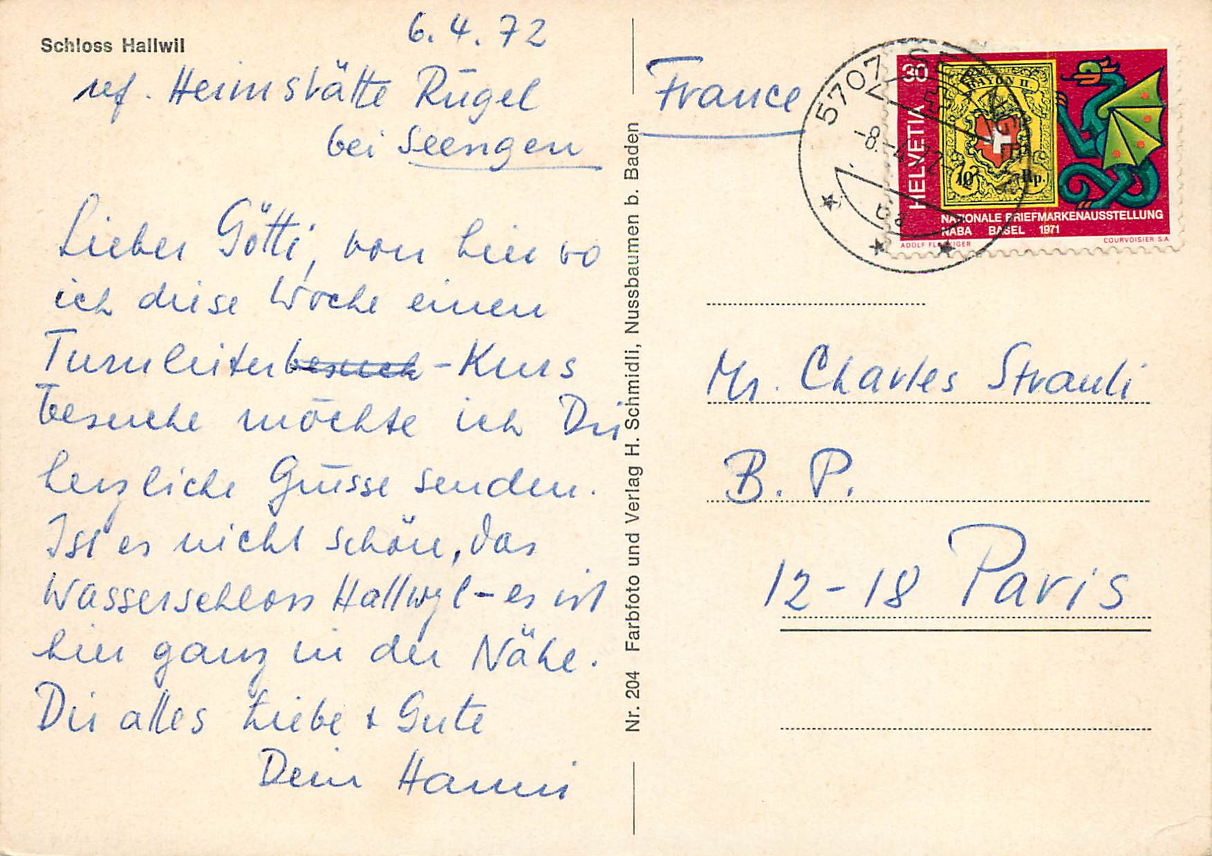 CPM Schloss Hallwil — Back
