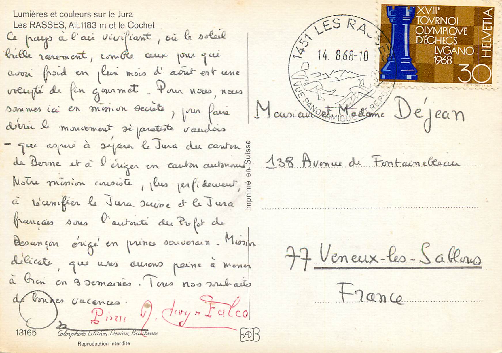 CPM Lumieres et couleurs sur le Jura Les Rasses et le Cochet — Verso