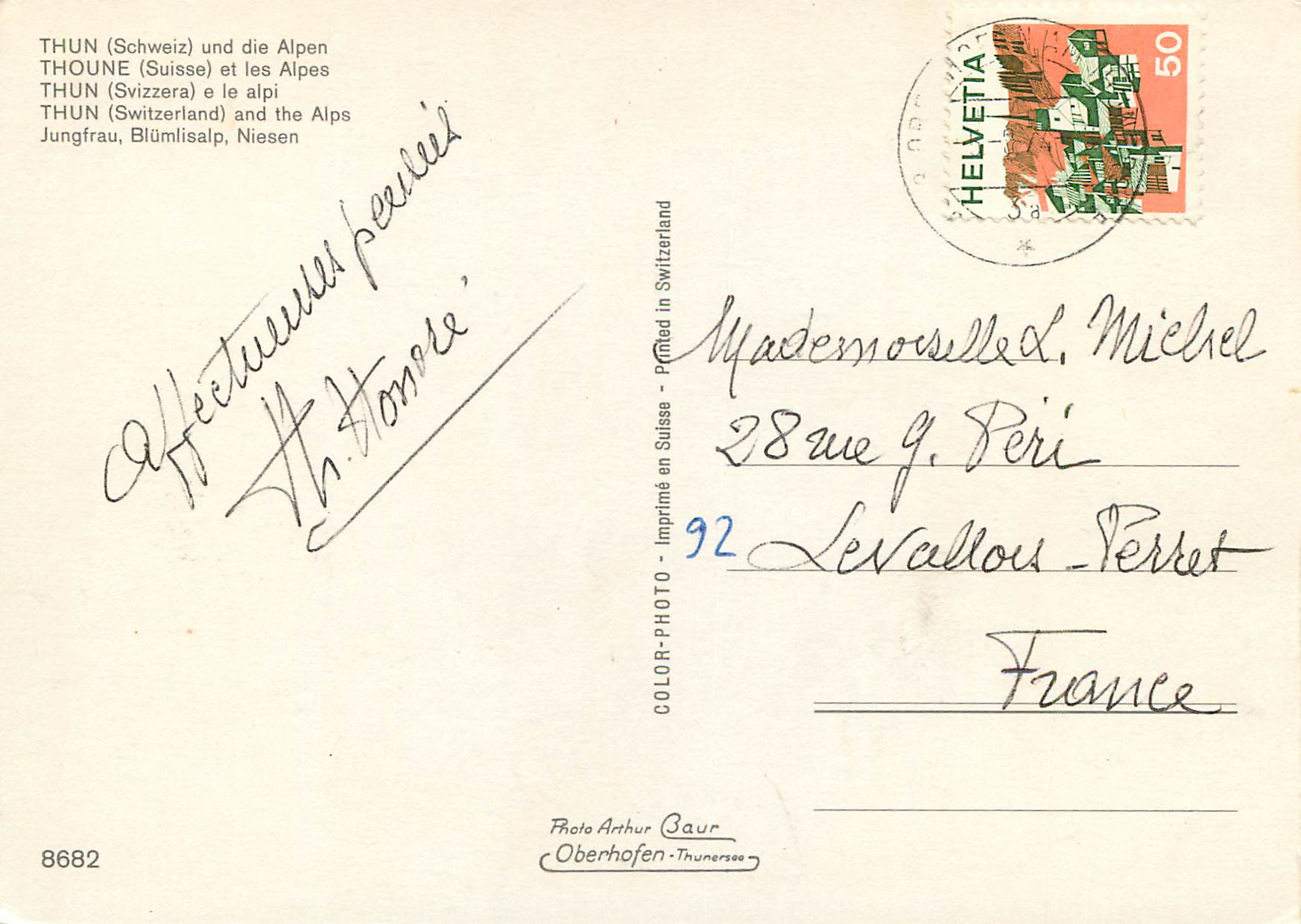 CPM Thoune Suisse et les Alpes Jungfrau Blumisalp Niesen — Back