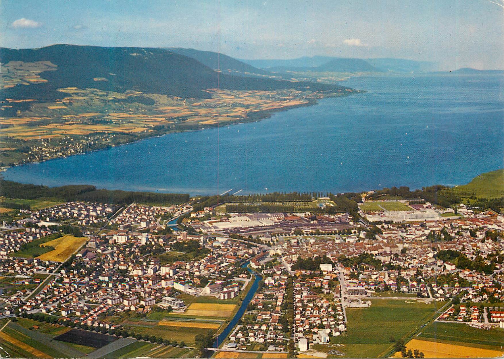CPM Yverdon et le Lac de Neuchatel Vue aerienne