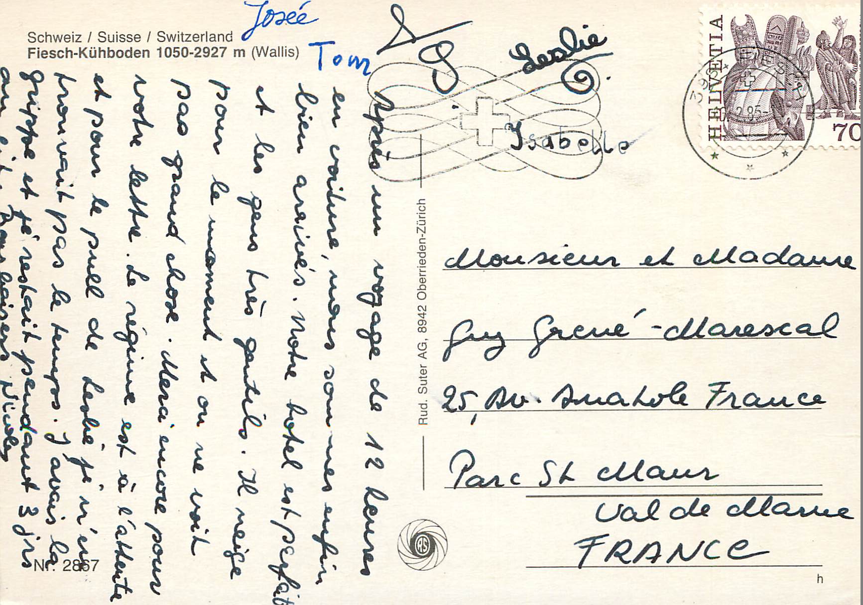 CPM Switzerland Flesch Kuhboden Wallis — Back