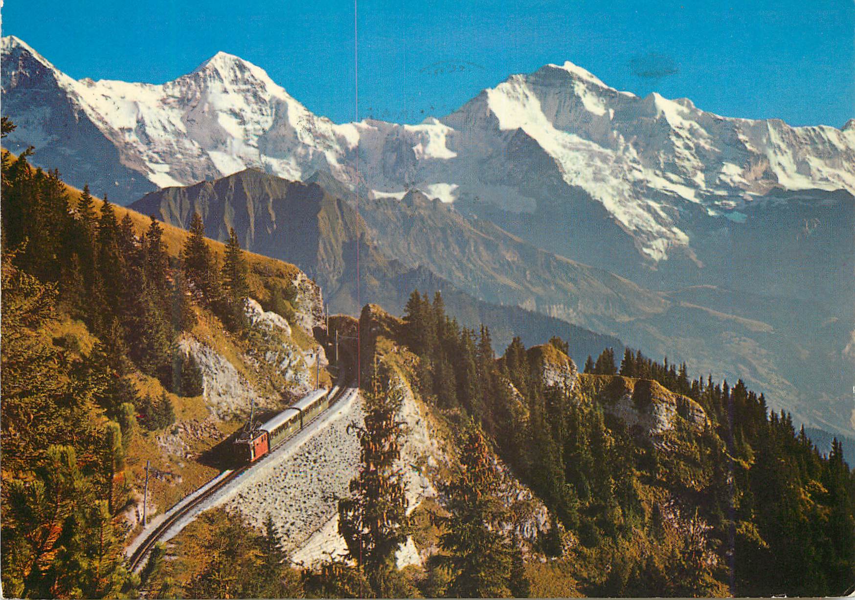 CPM Switzerland Schynige Platte Bahn mit Eiger Monch Jungfrau