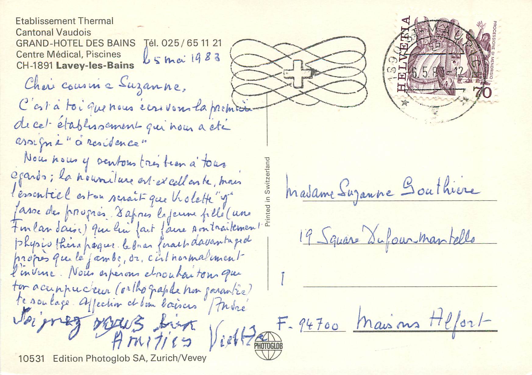 CPM Grand Hotel des Bains Centre Medical Piscines Lavey les Bains s Finhaut Valais — Back