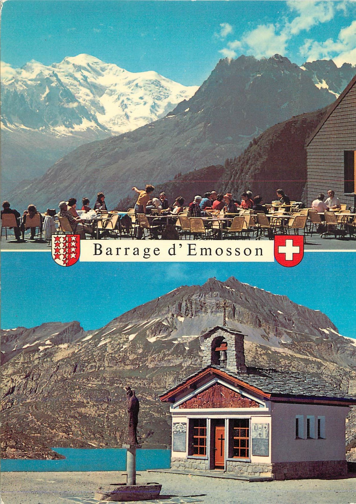 CPM Barrage d Emosson Suisse Restaurant et chapelle du Col de la Geulaz Finhaut Valais