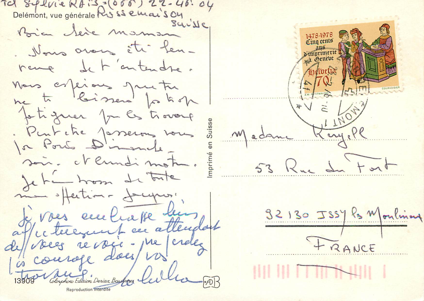 CPM Delemont Vue generale — Rückseite