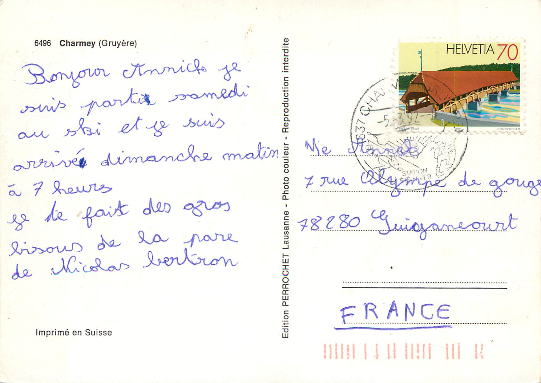 CPM Charmey Gruyere — Verso