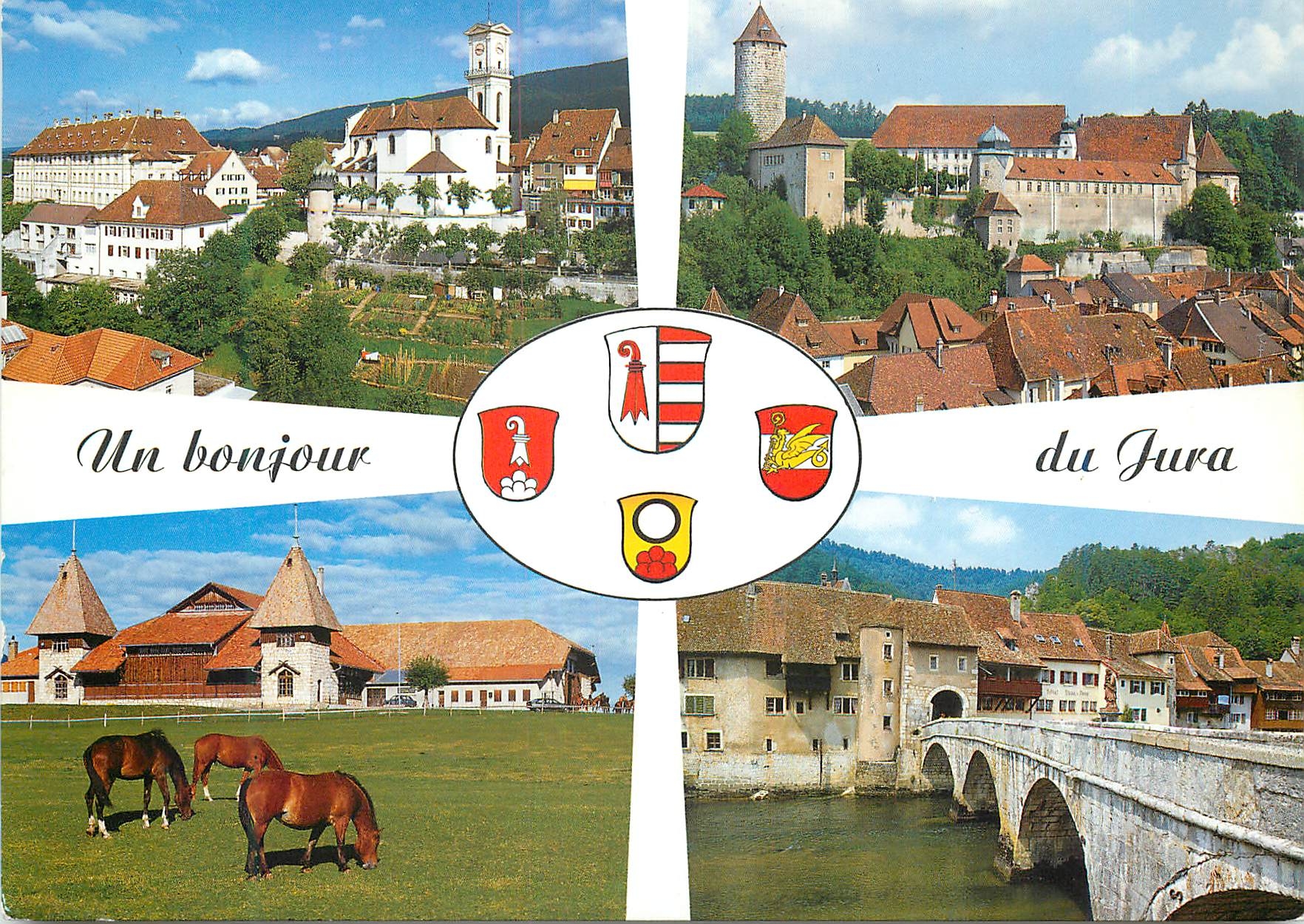 CPA Un bonjour du Jura Delemont Porrentruy Saignelegier Saint Ursanne