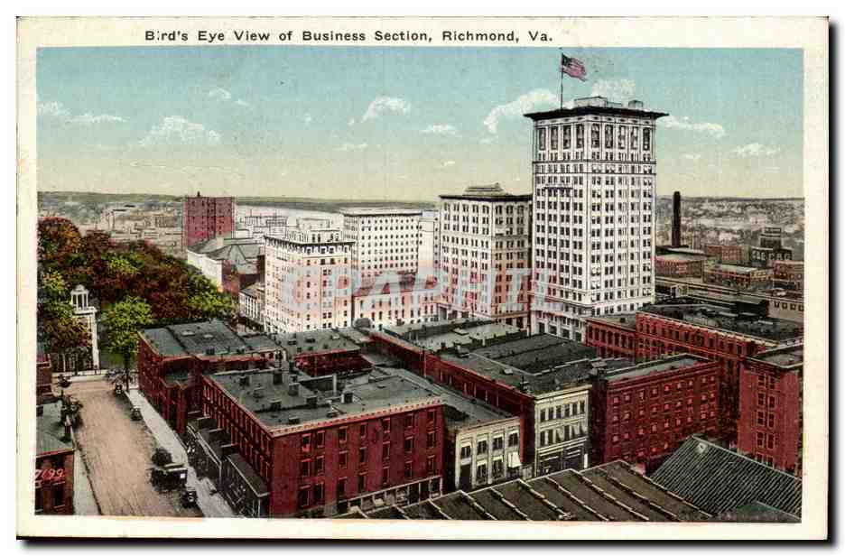 Etas Unis-USA-Virginia-Birds eye view of Business Section- Richmond -CPR