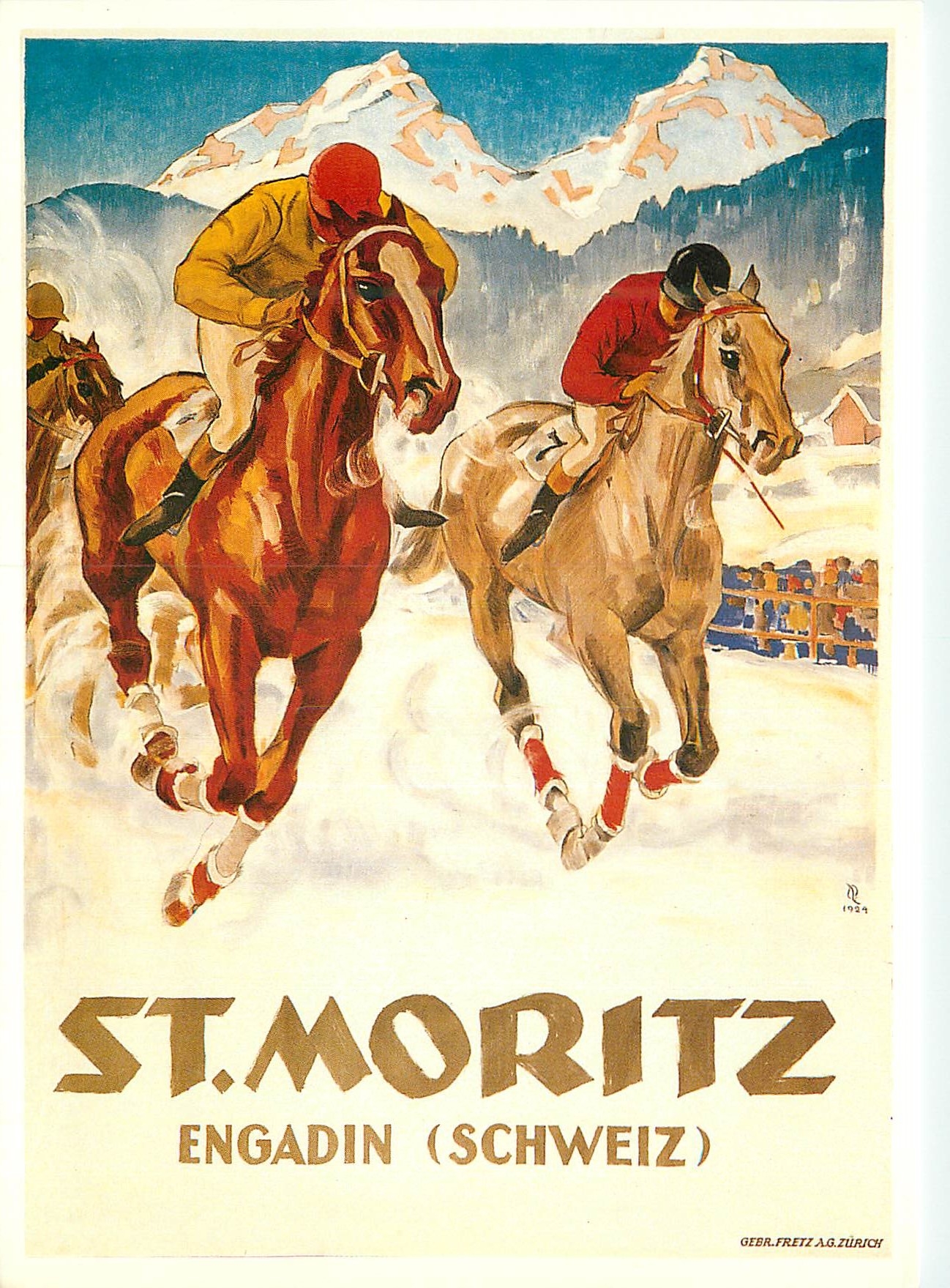 CPM Plakat fur Verkehrsverein St. Moritz Chevaux
