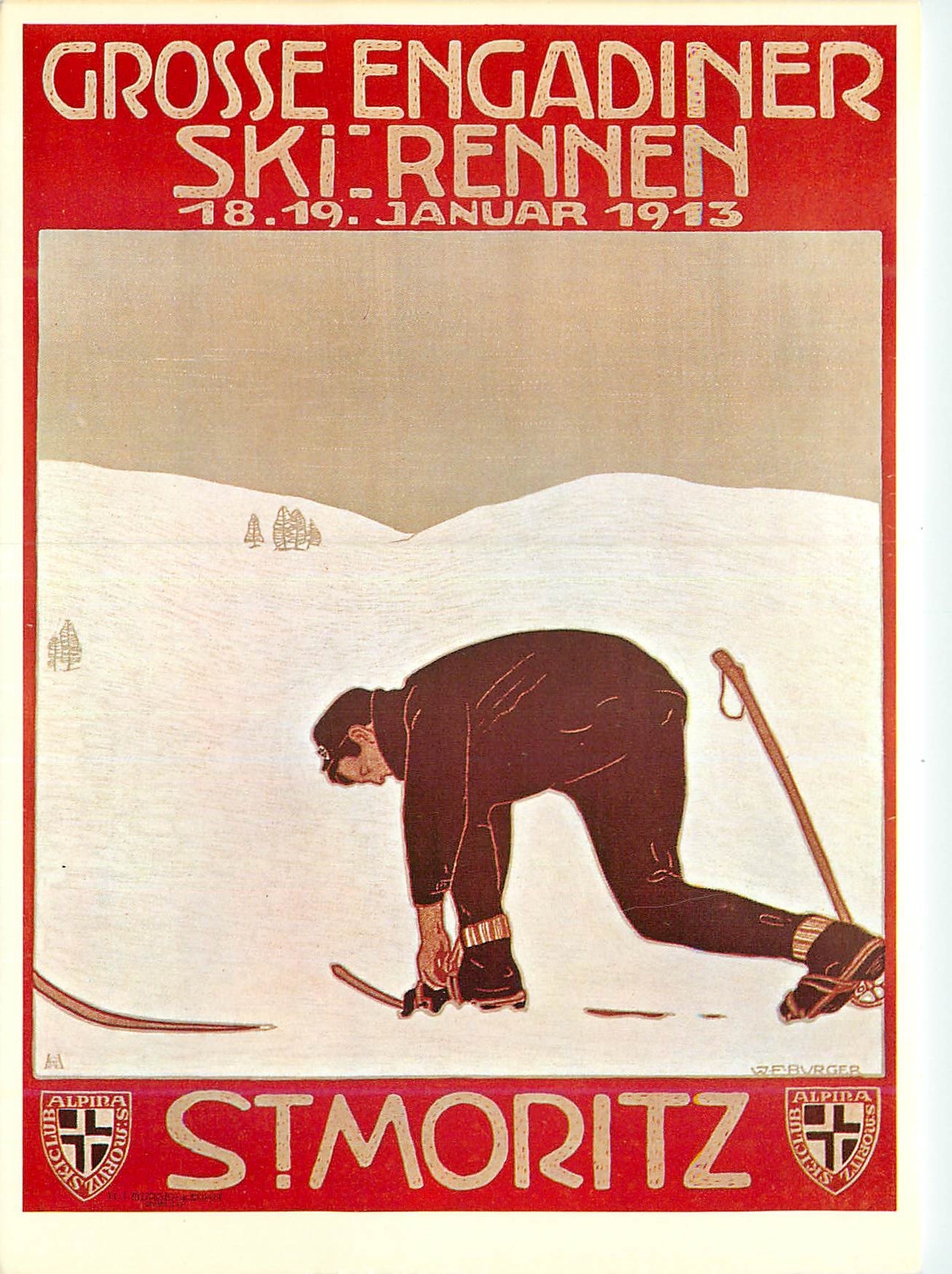 CPM Plakat fur Verkehrsverein St. Moritz Ski