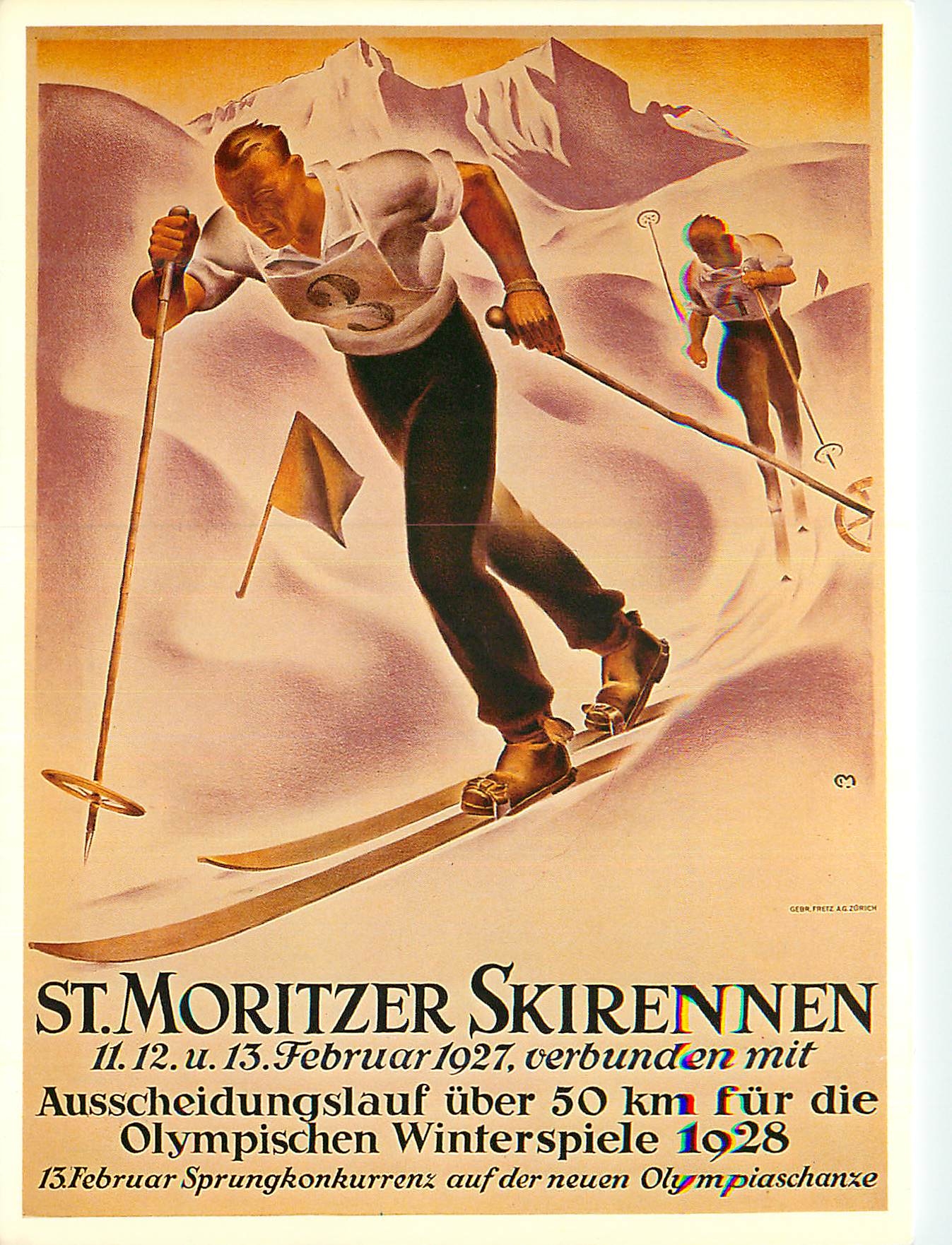 CPM Plakat fur Verkehrsverein und Skiclub St. Moritz Ski