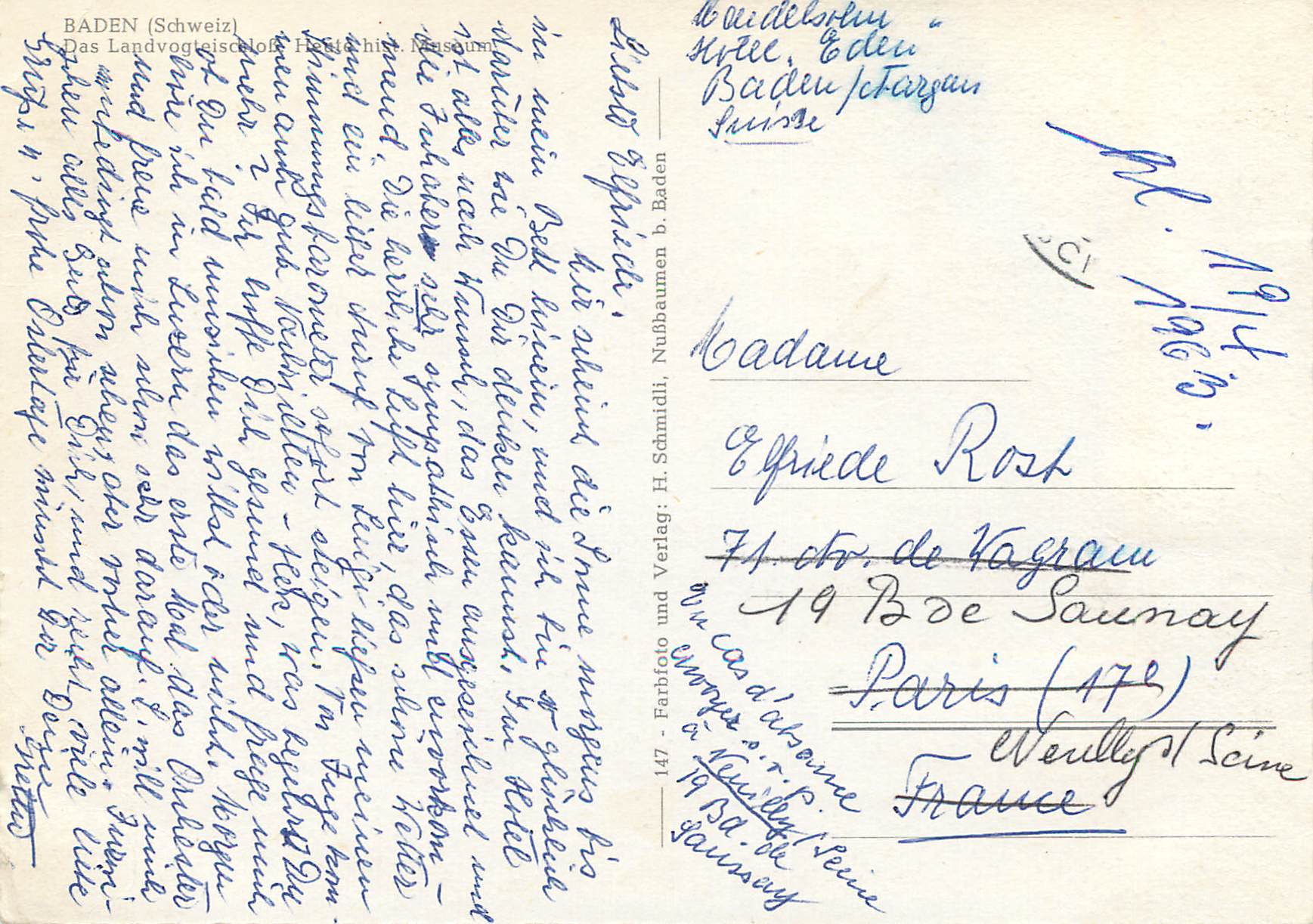 CPM Baden  Das Langvogteischlof Heutschit Museum — Verso