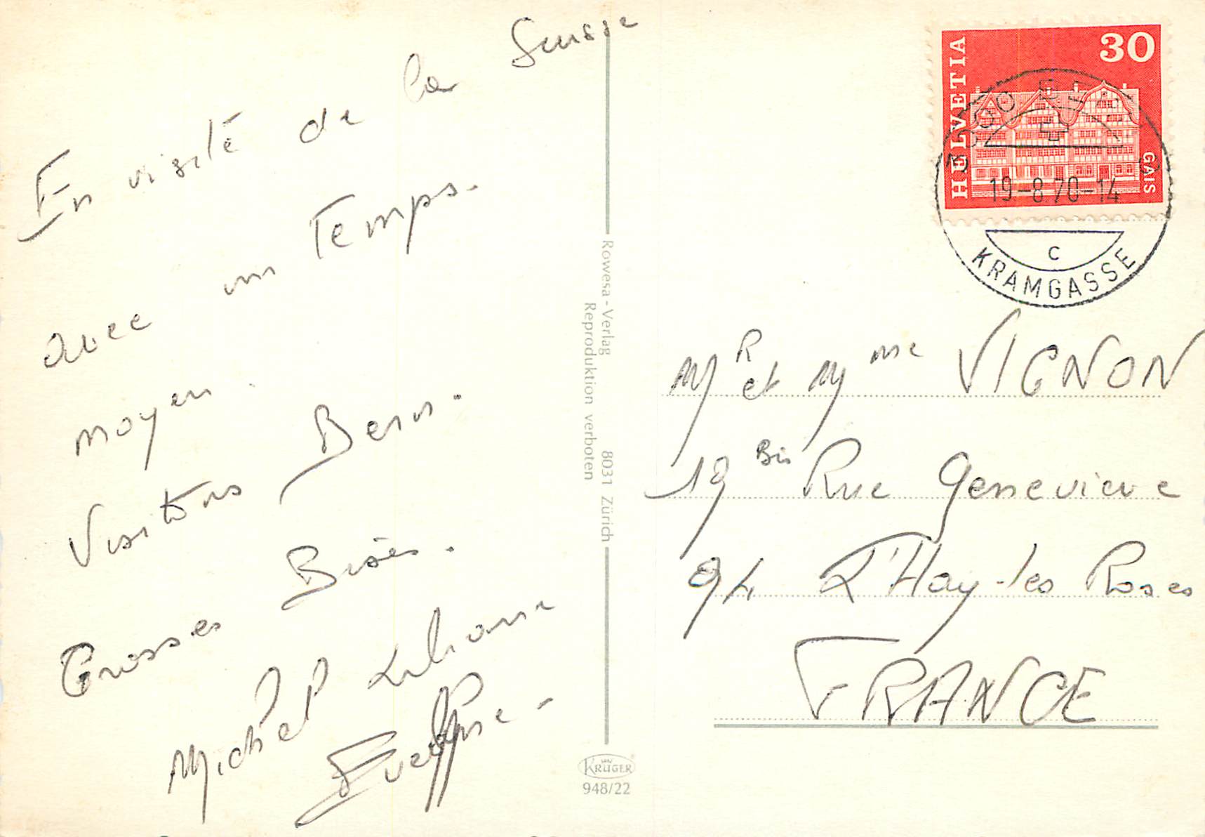 CPM Berne Ours — Rückseite