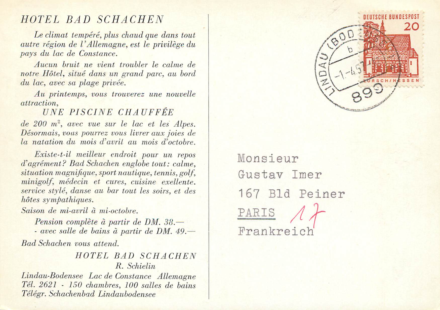 CPM Hotel Bad Schachen — Rückseite