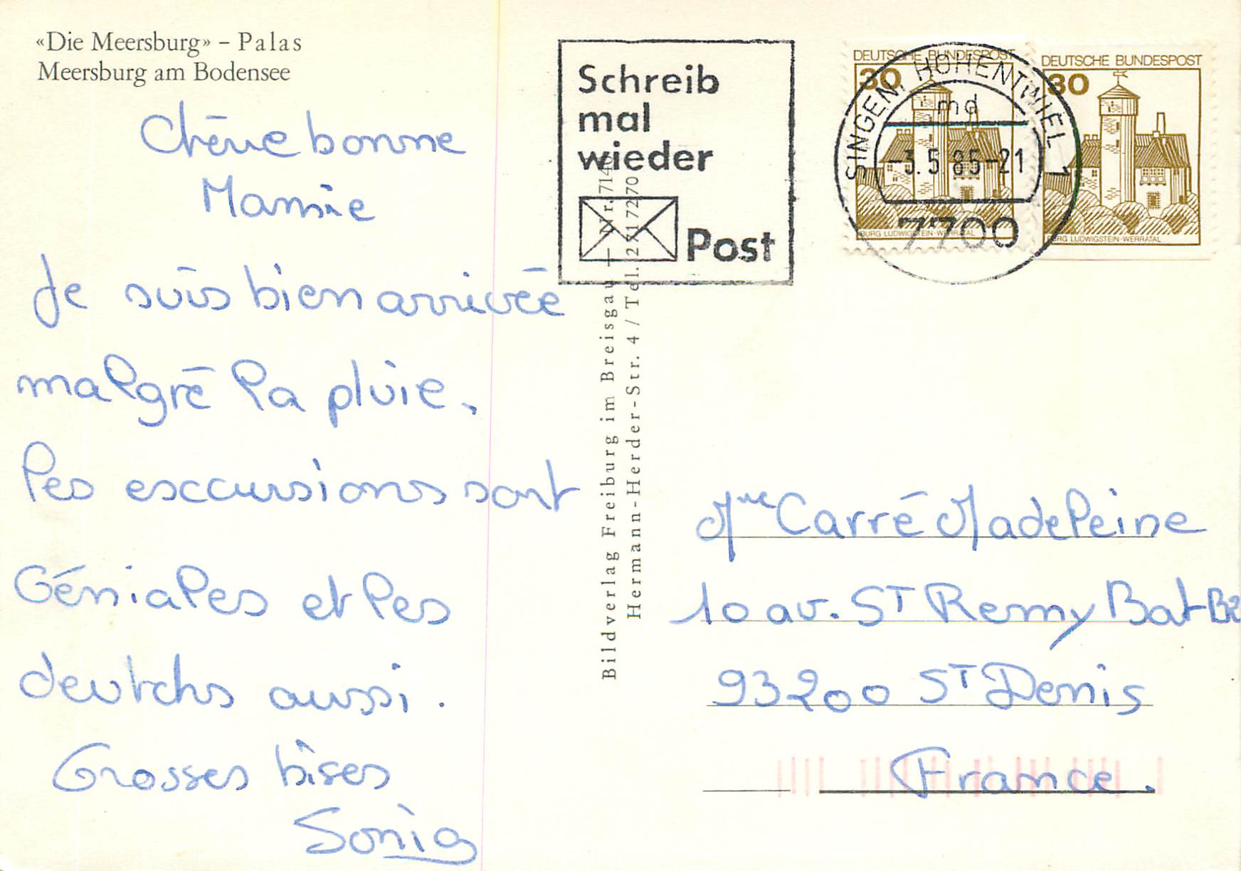 CPM Die Meersburg Palas — Rückseite